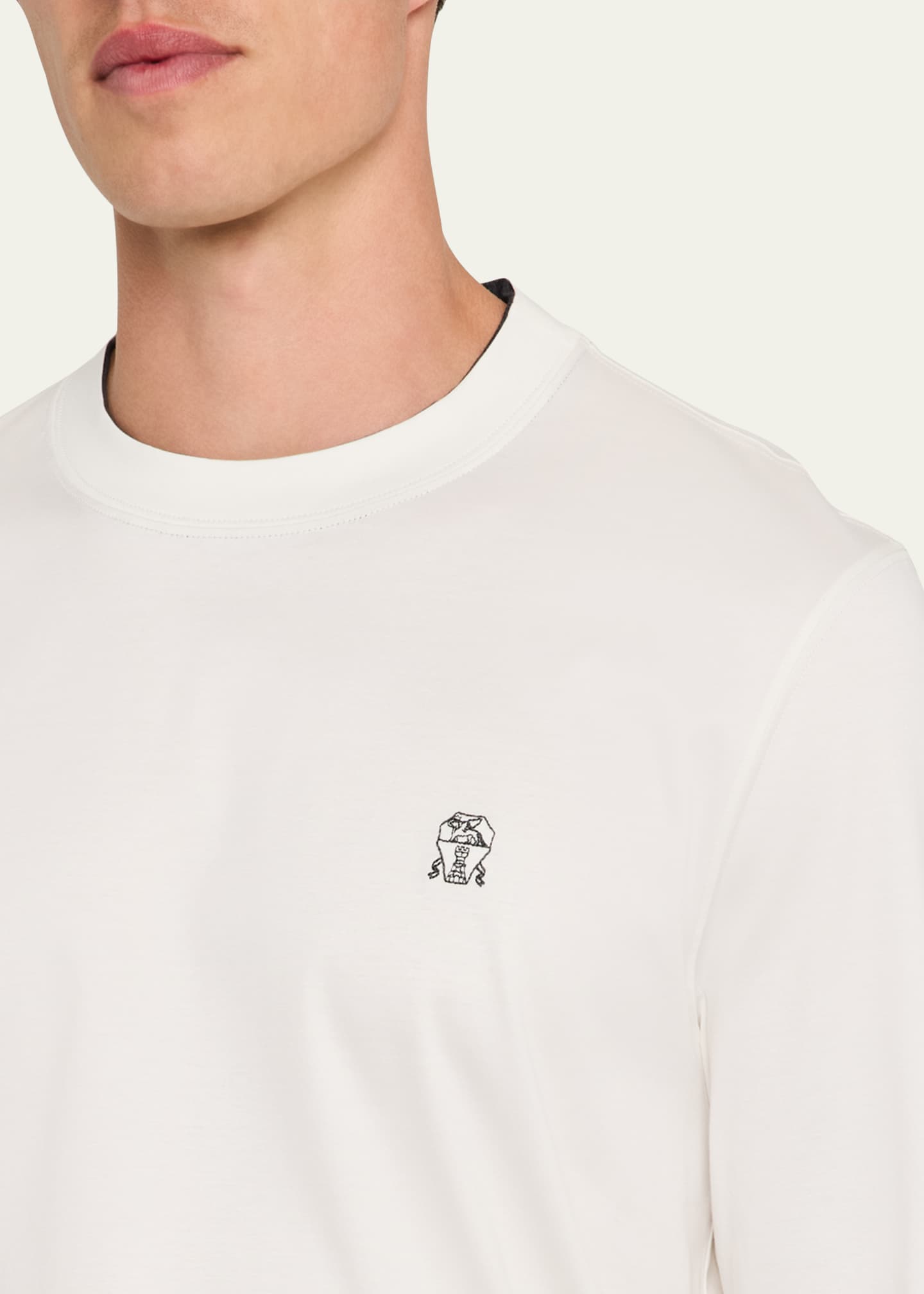 Brunello Cucinelli Men's Logo Long-Sleeve T-Shirt Image 5 of 5