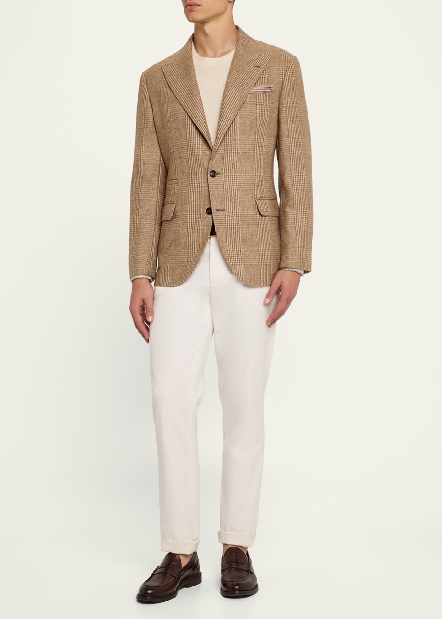 Brunello Cucinelli Men's Prince of Wales Single-Breasted Sport Coat Image 2 of 5