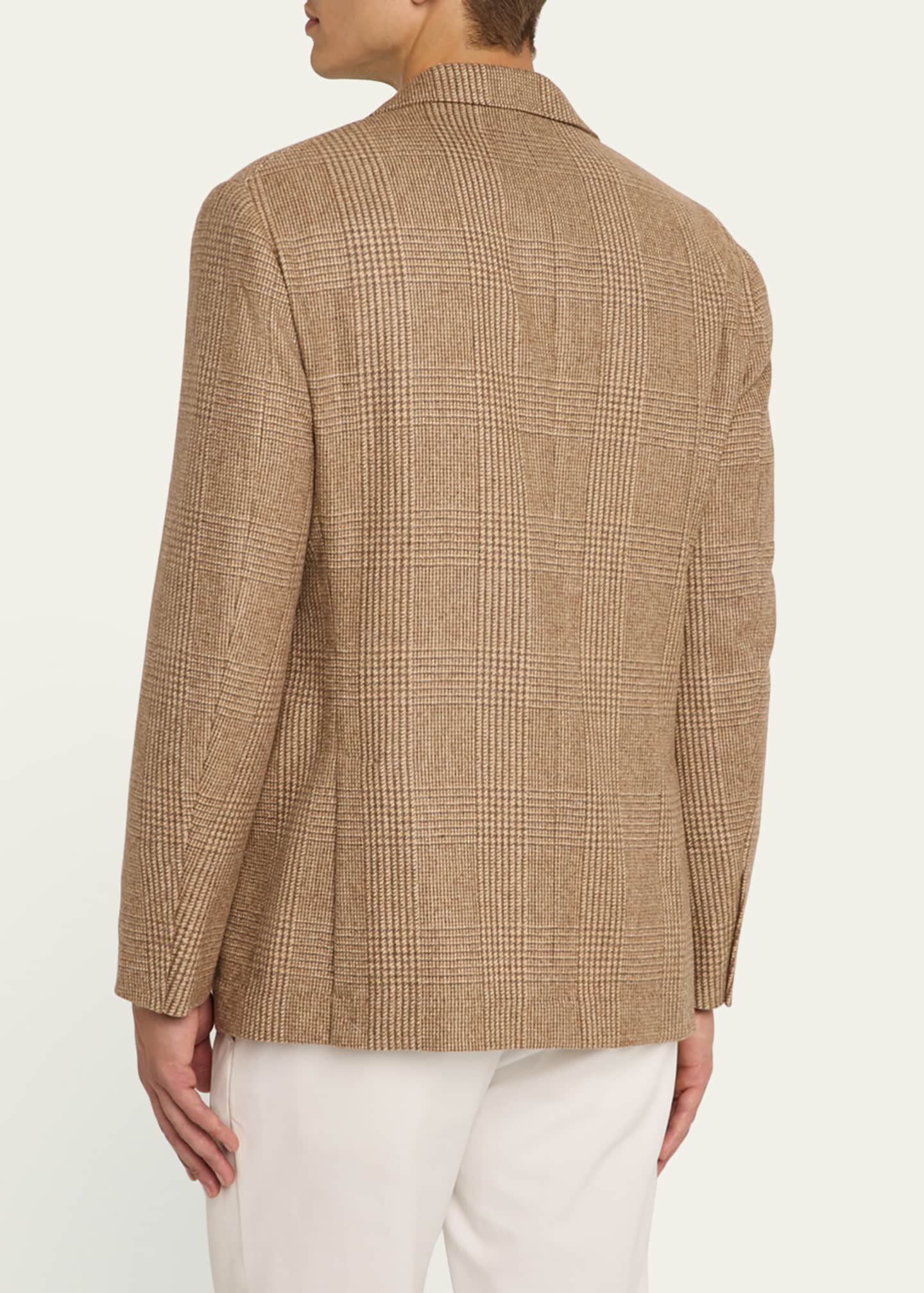 Brunello Cucinelli Men's Prince of Wales Single-Breasted Sport Coat Image 3 of 5