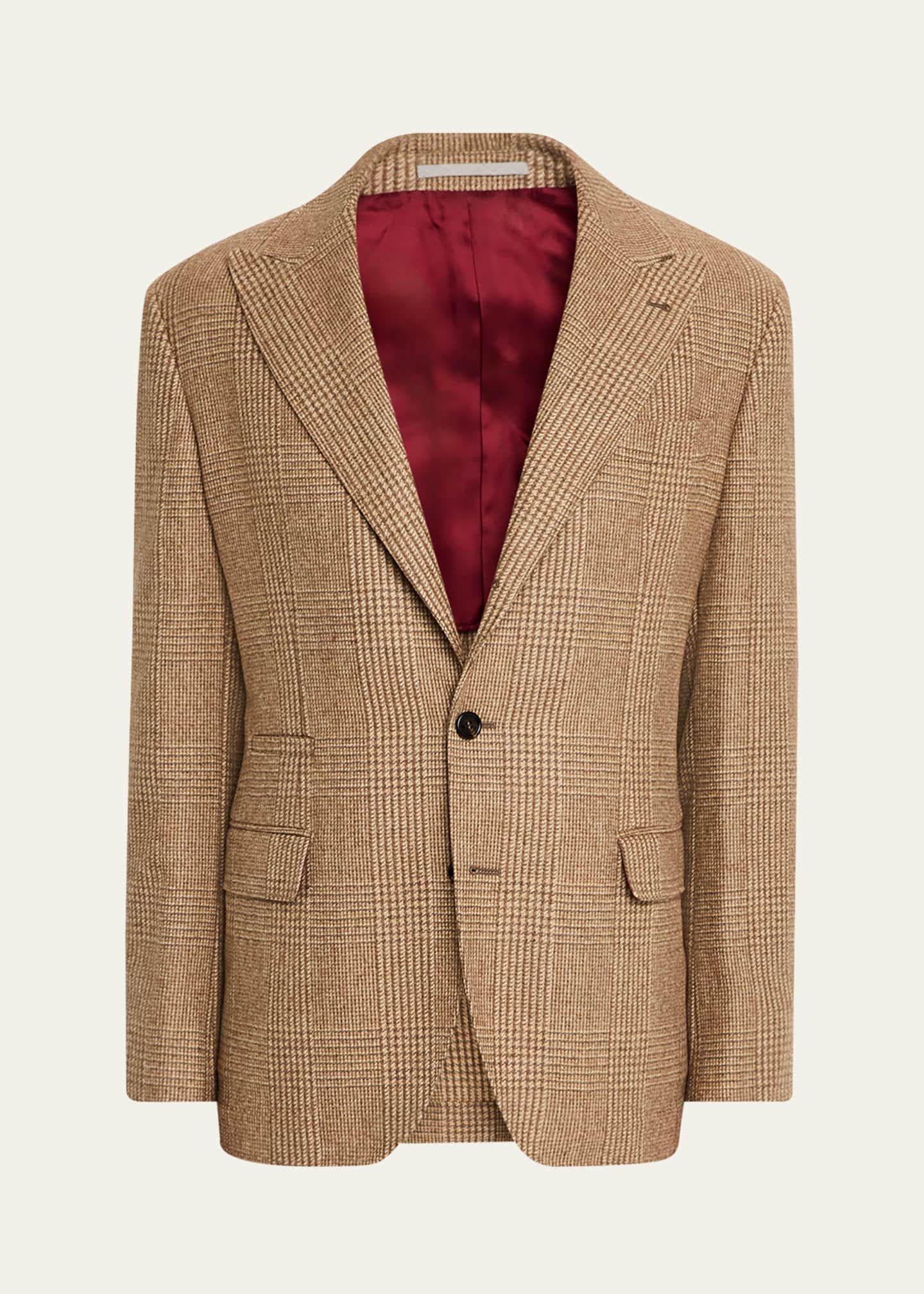 Brunello Cucinelli Men's Prince of Wales Single-Breasted Sport Coat Image 1 of 5
