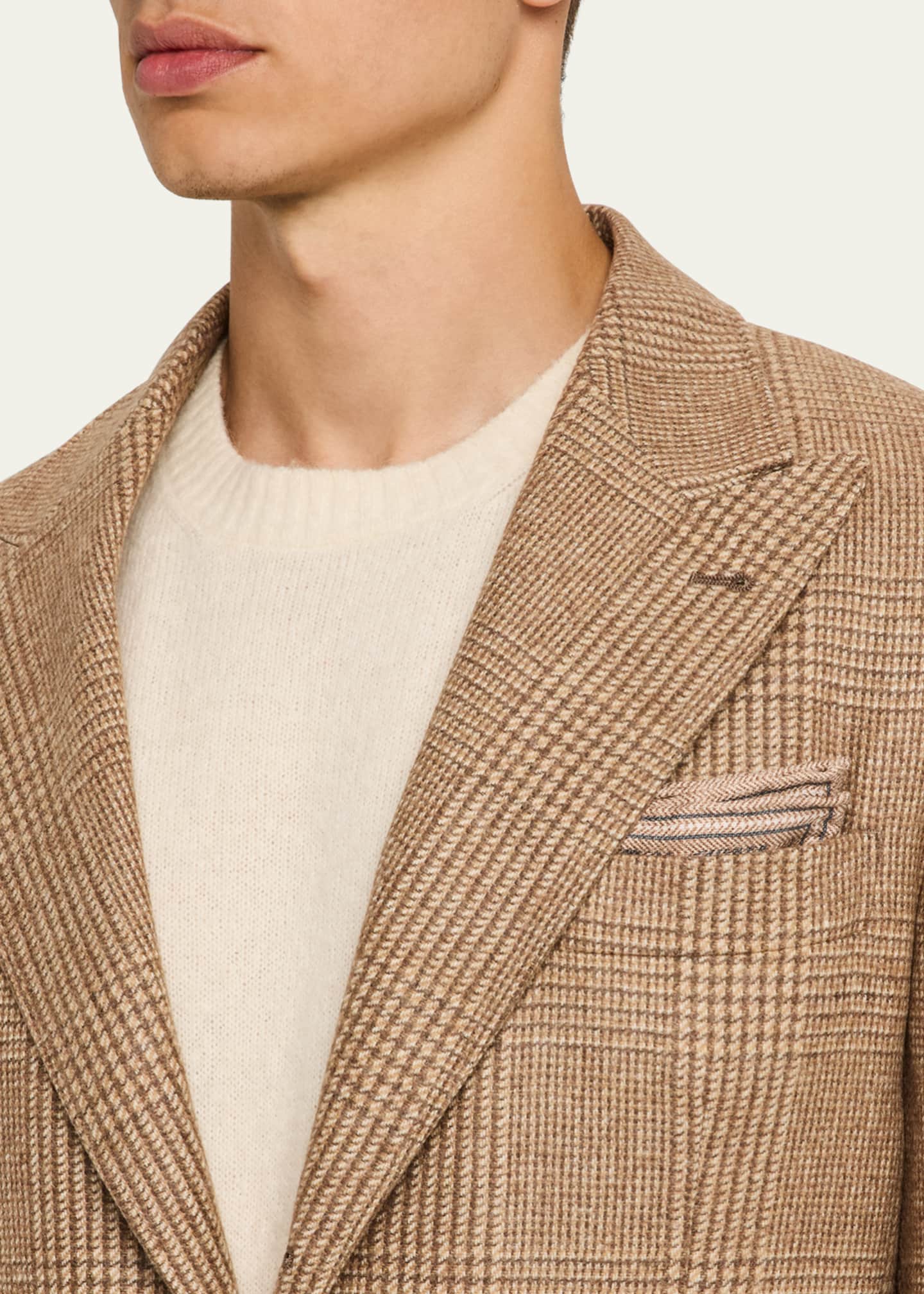 Brunello Cucinelli Men's Prince of Wales Single-Breasted Sport Coat Image 5 of 5