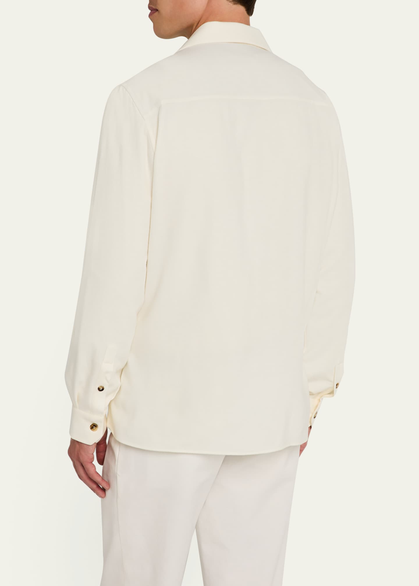 Brunello Cucinelli Men's Wool and Cashmere Camp Collar Overshirt Image 3 of 5