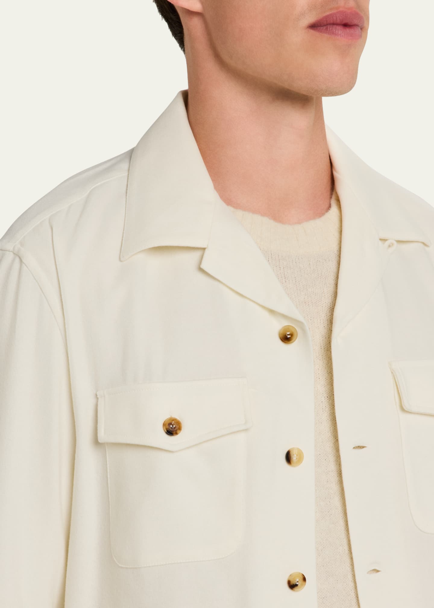 Brunello Cucinelli Men's Wool and Cashmere Camp Collar Overshirt Image 5 of 5