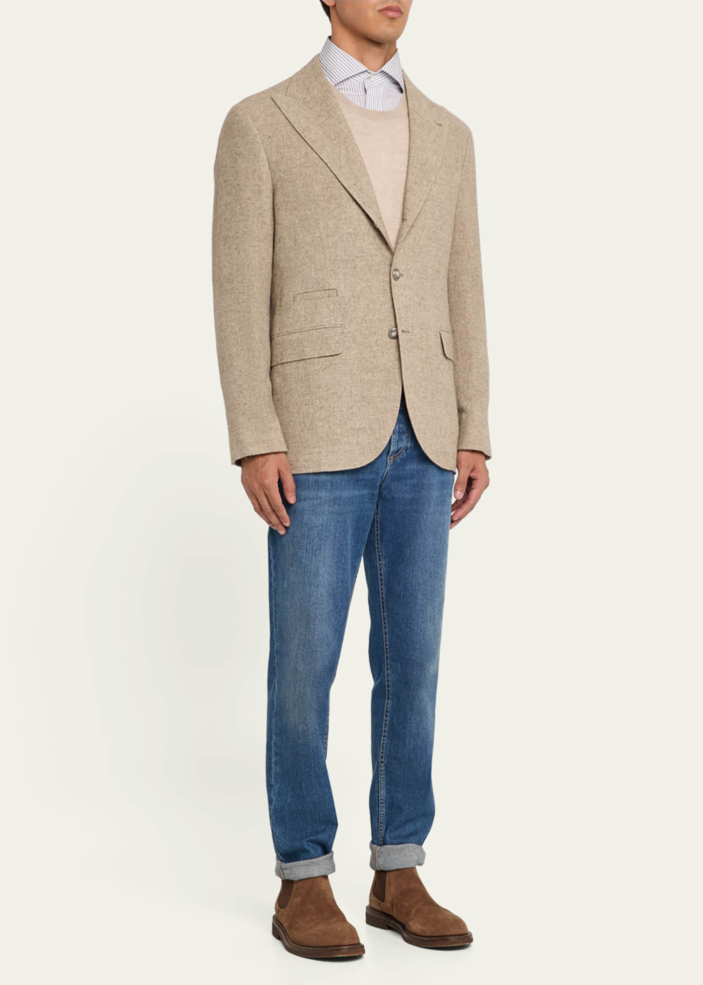 Brunello Cucinelli Men's Modern-Fit Stripe Dress Shirt Image 2 of 5