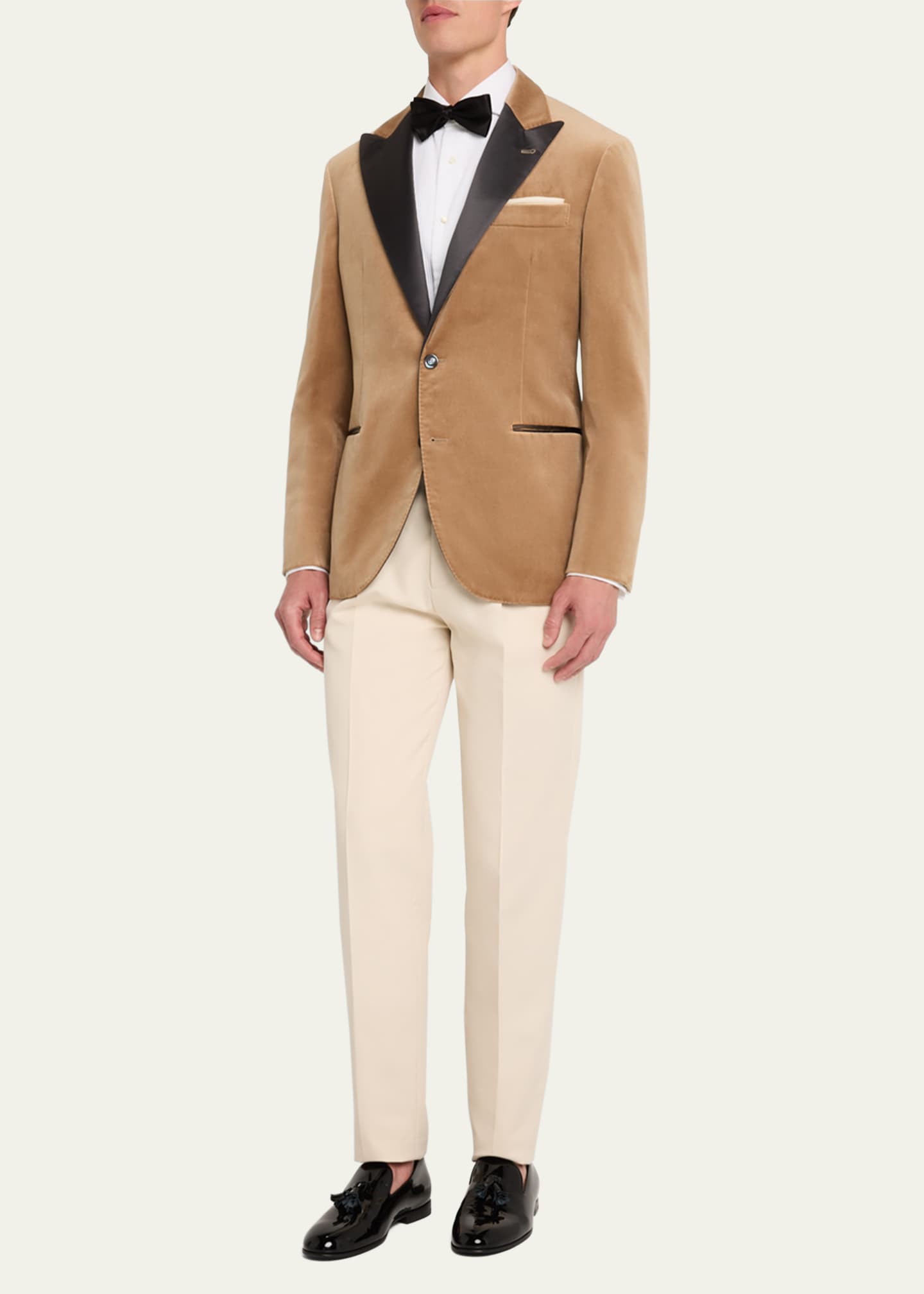 Brunello Cucinelli Men's Peak-Lapel Velvet Dinner Jacket Image 2 of 5