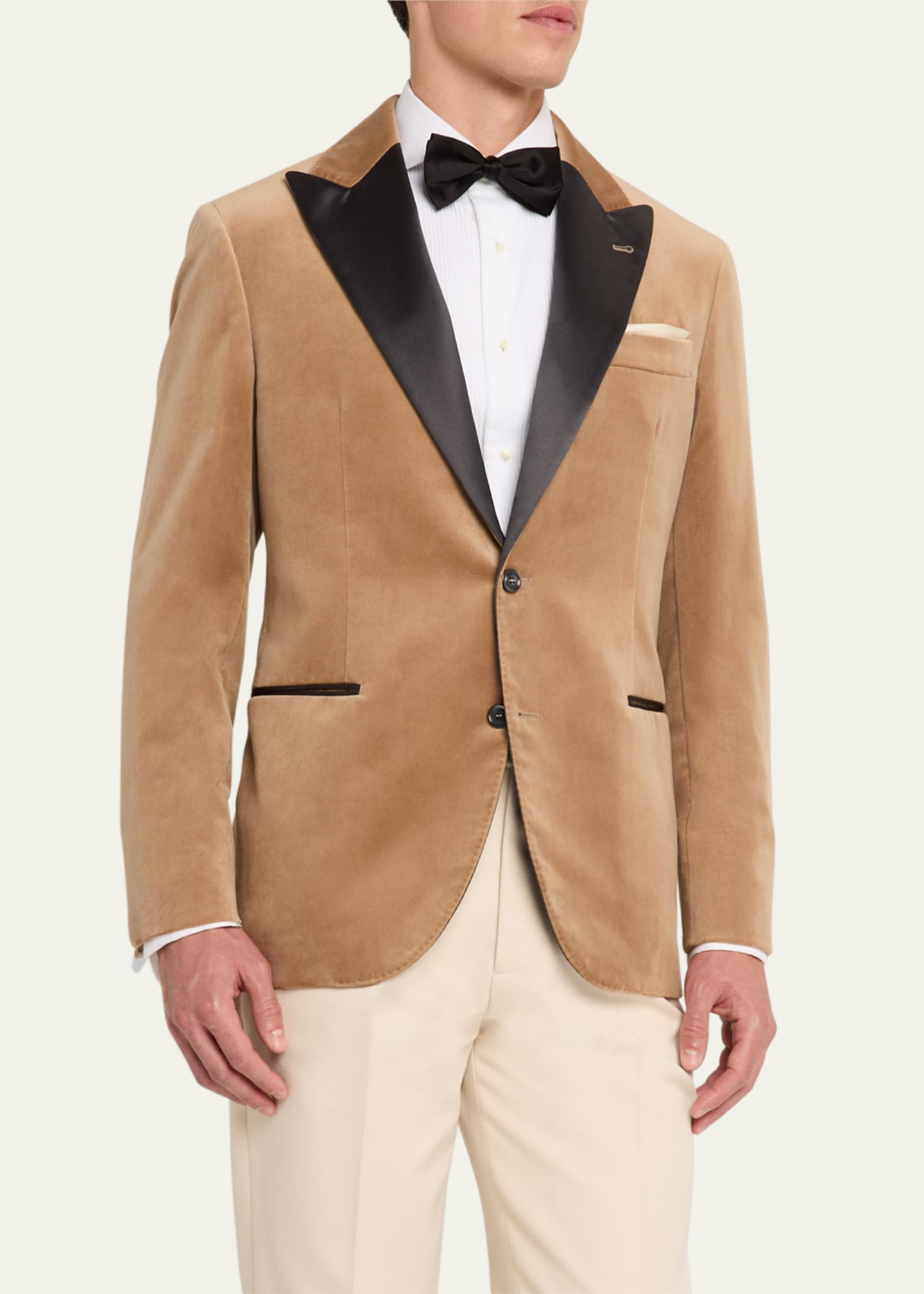 Brunello Cucinelli Men's Peak-Lapel Velvet Dinner Jacket Image 4 of 5