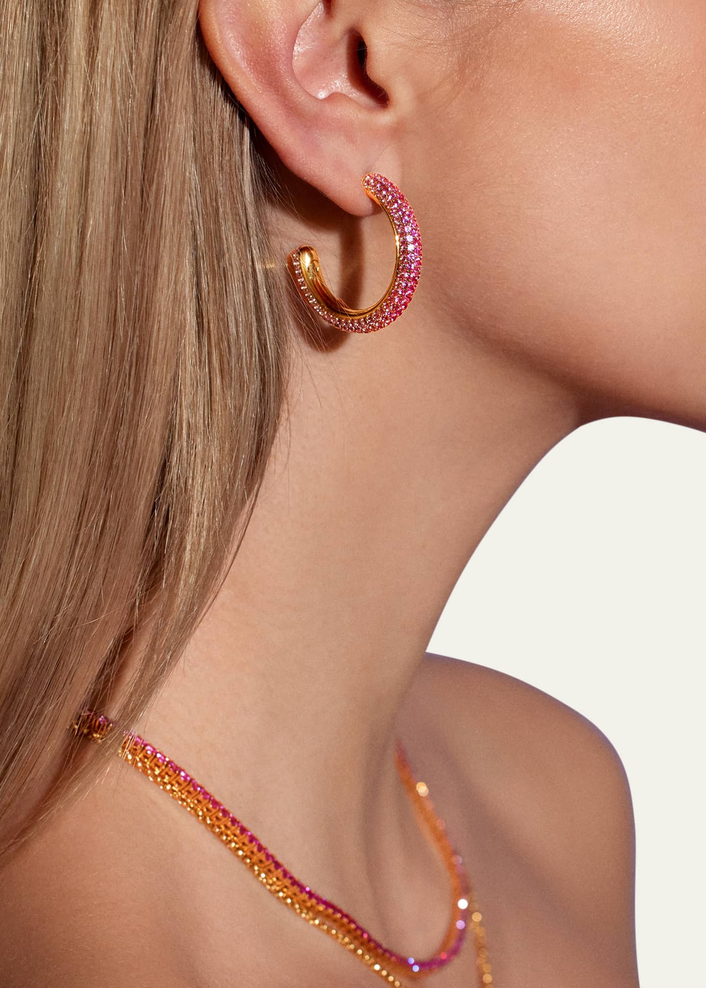 Emily Wheeler 18K Rose Gold Puffy Sapphire Hoop Earrings