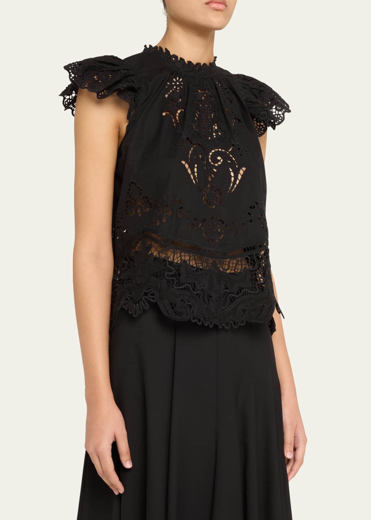 Sea Gianna Lace Flutter-Sleeve Top Image 4 of 5