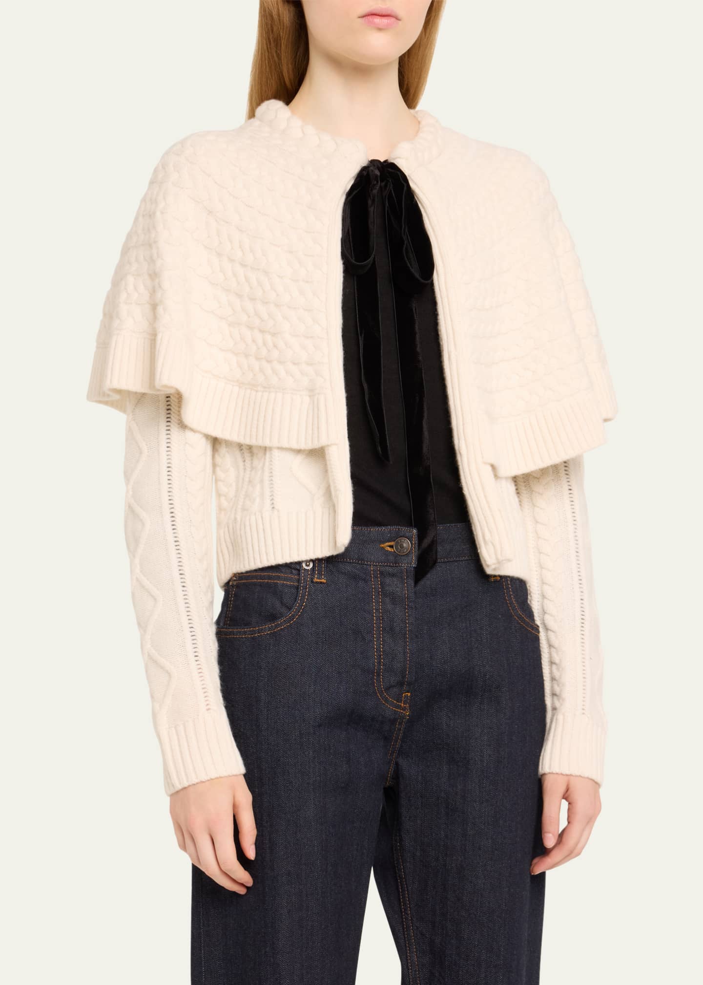 Sea Caleb CableKnit Cape Cardigan Bergdorf Goodman