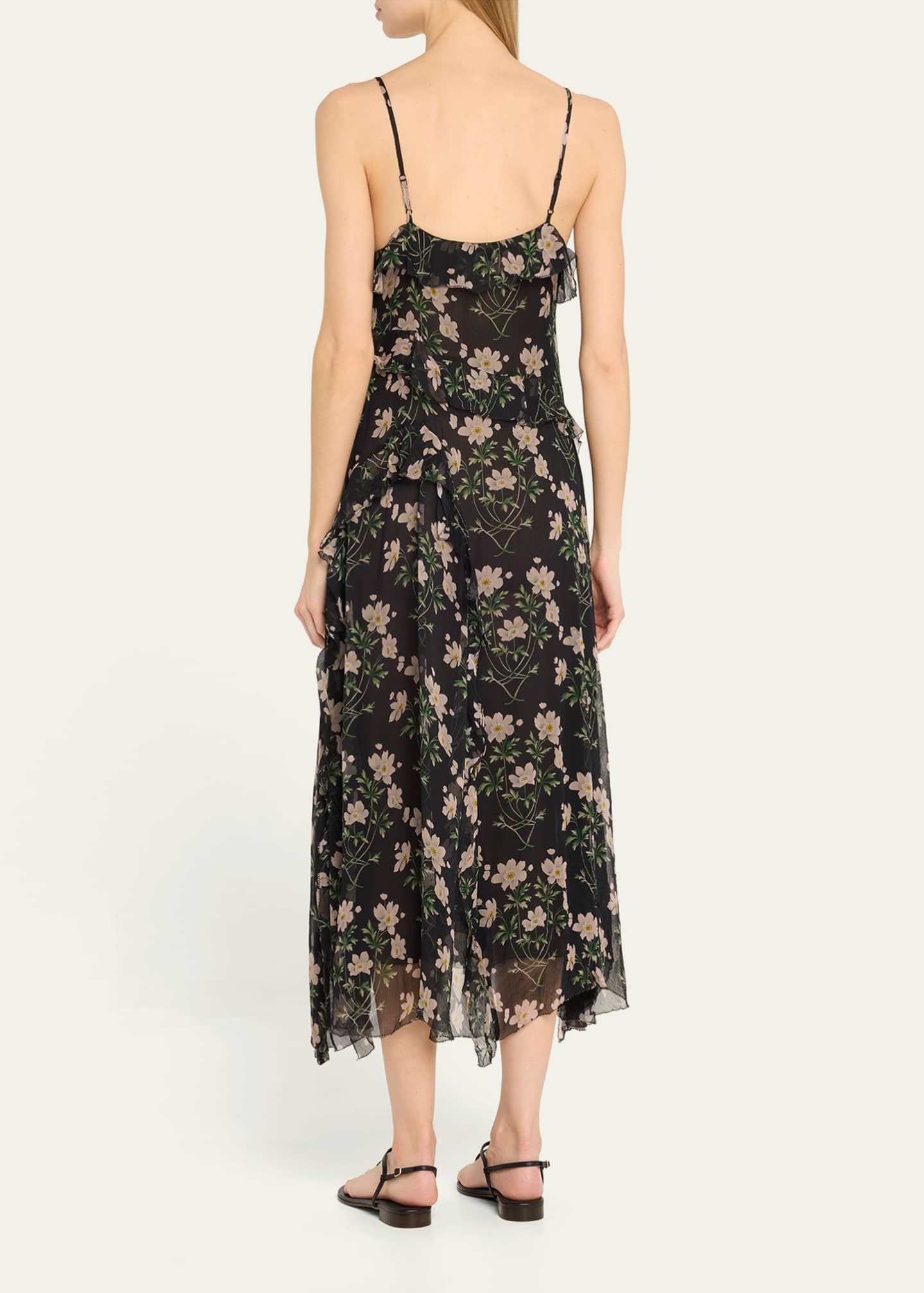 Sea Elizabeth Floral-Print Ruffle Midi Dress - Bergdorf Goodman