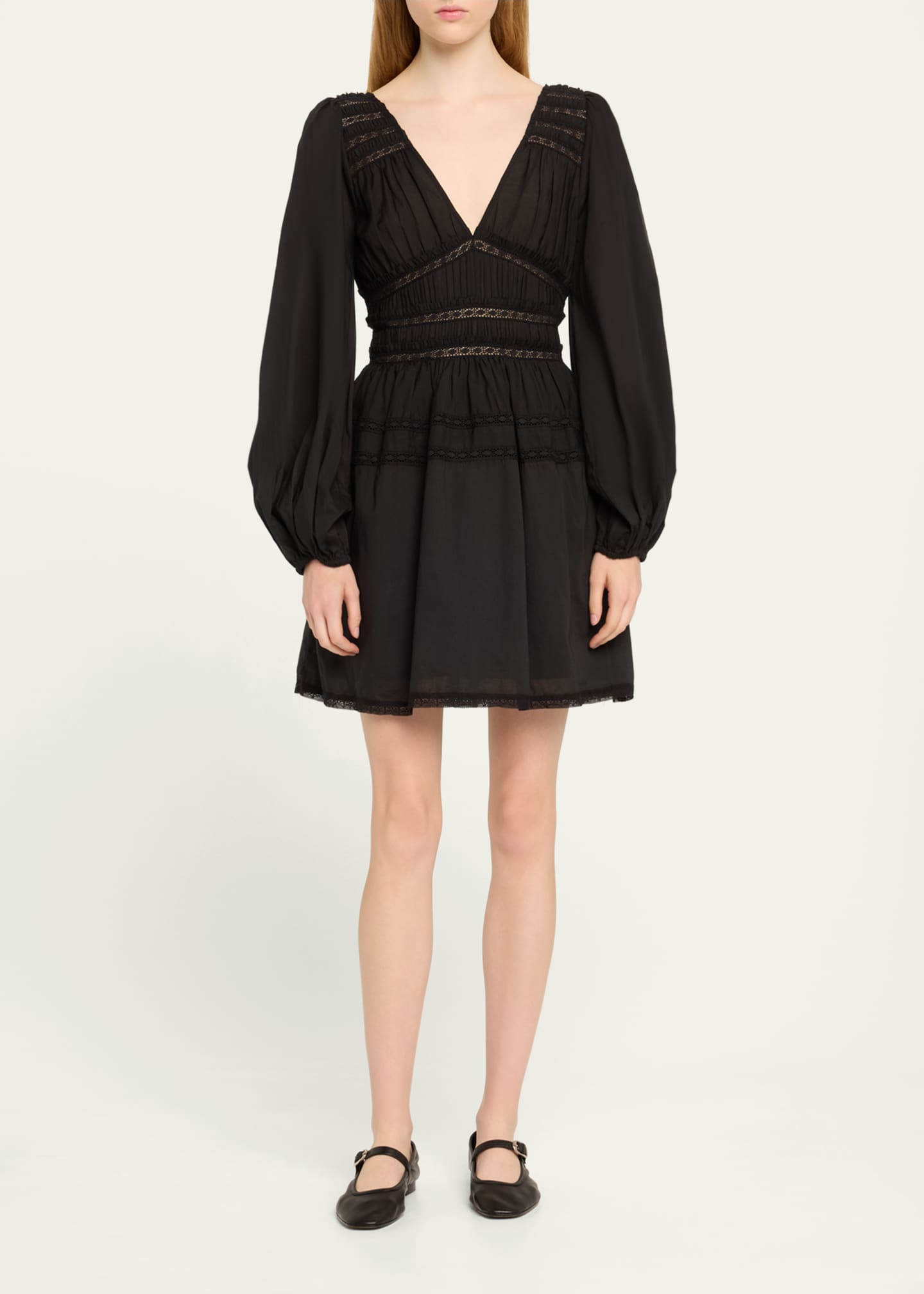 Sea Nomi Shirred Lace-Inset Mini Dress Image 2 of 5