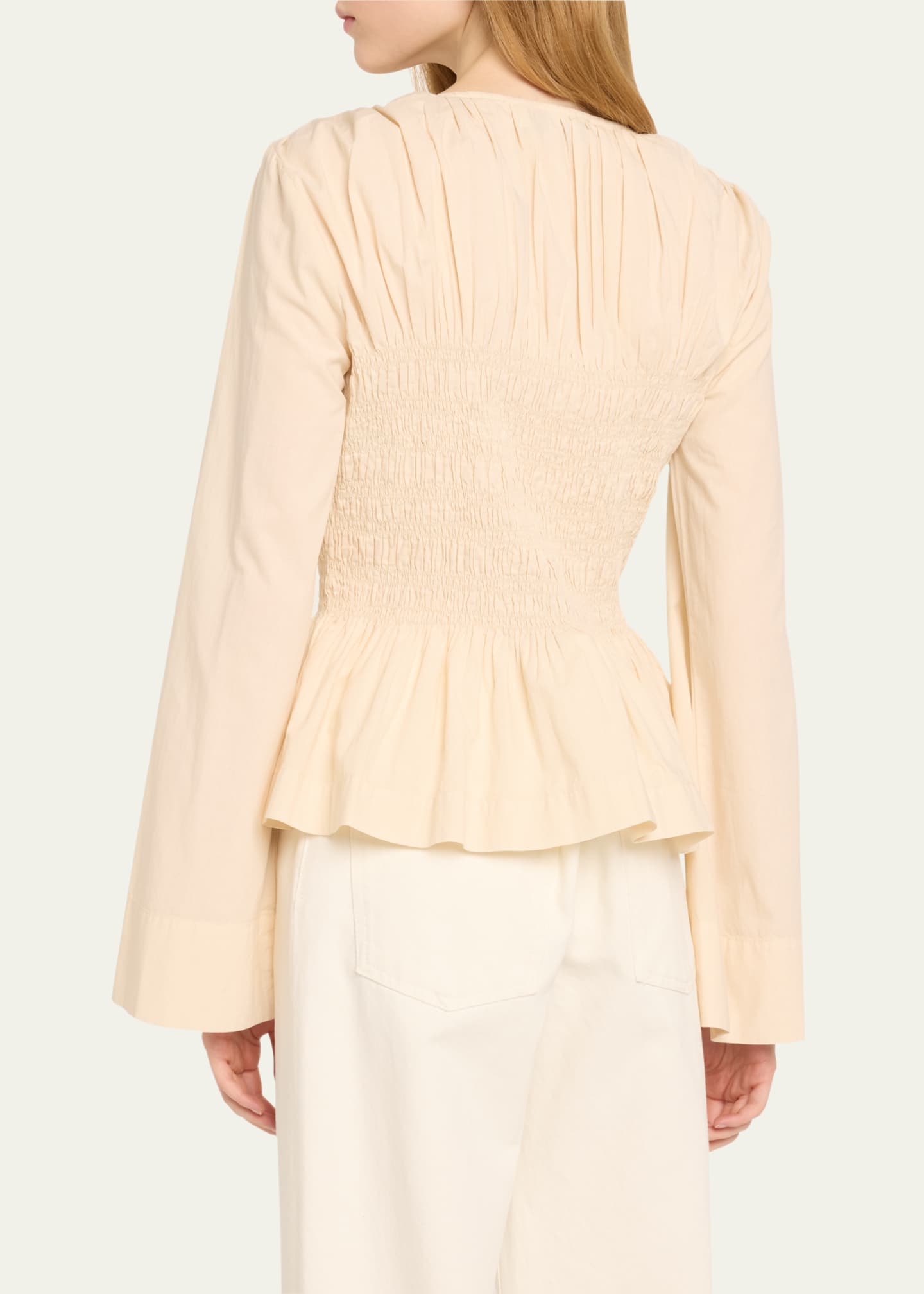 Sea Teri Smocked Zip-Front Peplum Top Image 3 of 5