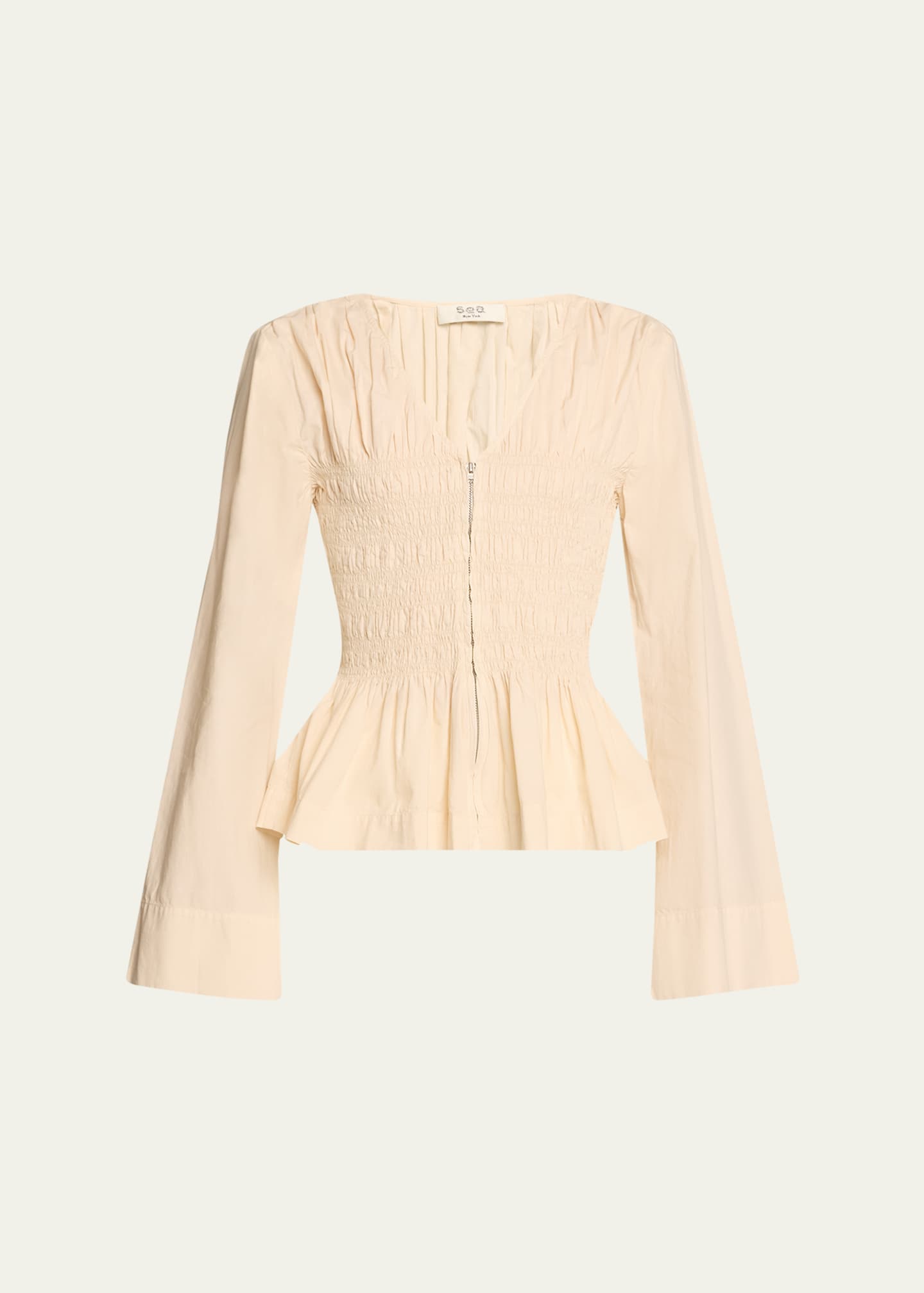 Sea Teri Smocked Zip-Front Peplum Top Image 1 of 5