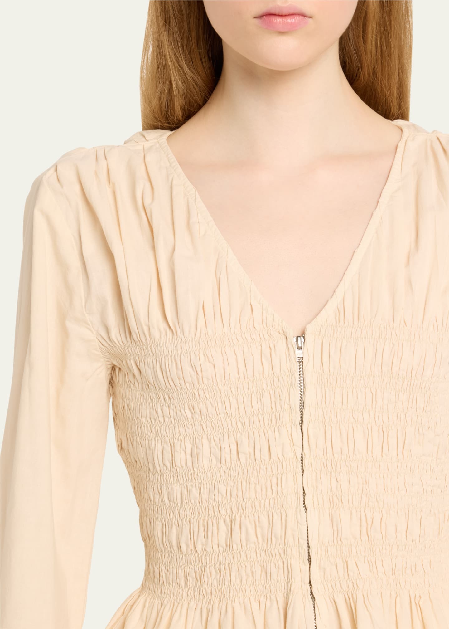 Sea Teri Smocked Zip-Front Peplum Top Image 5 of 5
