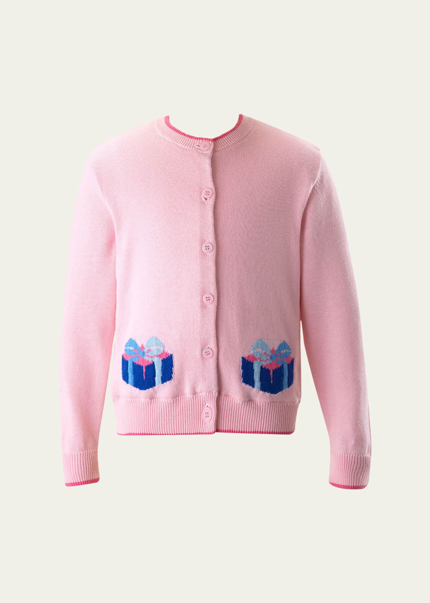 Rachel Riley Girl's Cardigan W/ Double Gift Intarsia, Size 2-10 Image 1 of 2