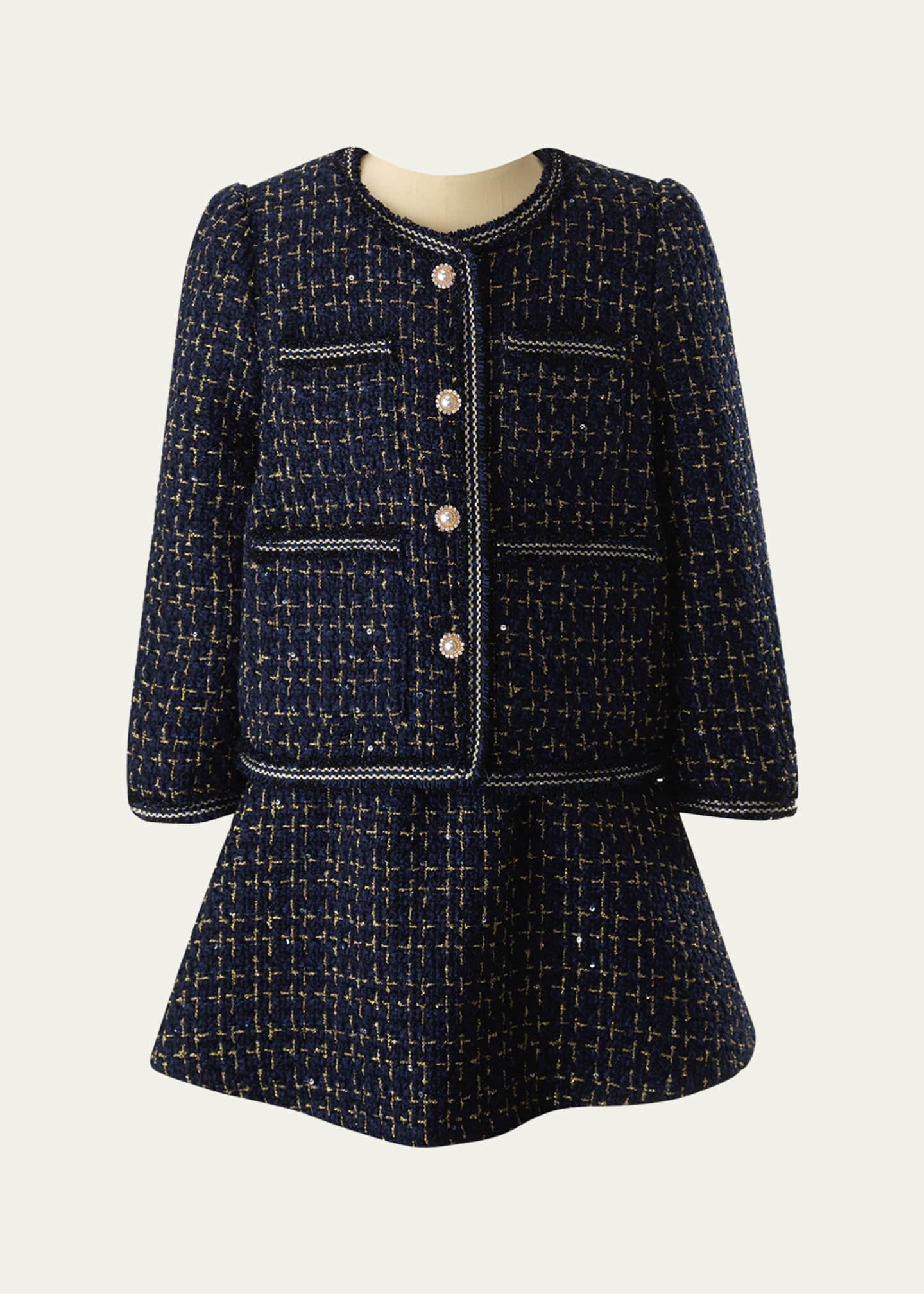 Rachel Riley Girl's Tweed Jacket & Skirt Set, Size 2-14 Image 1 of 4