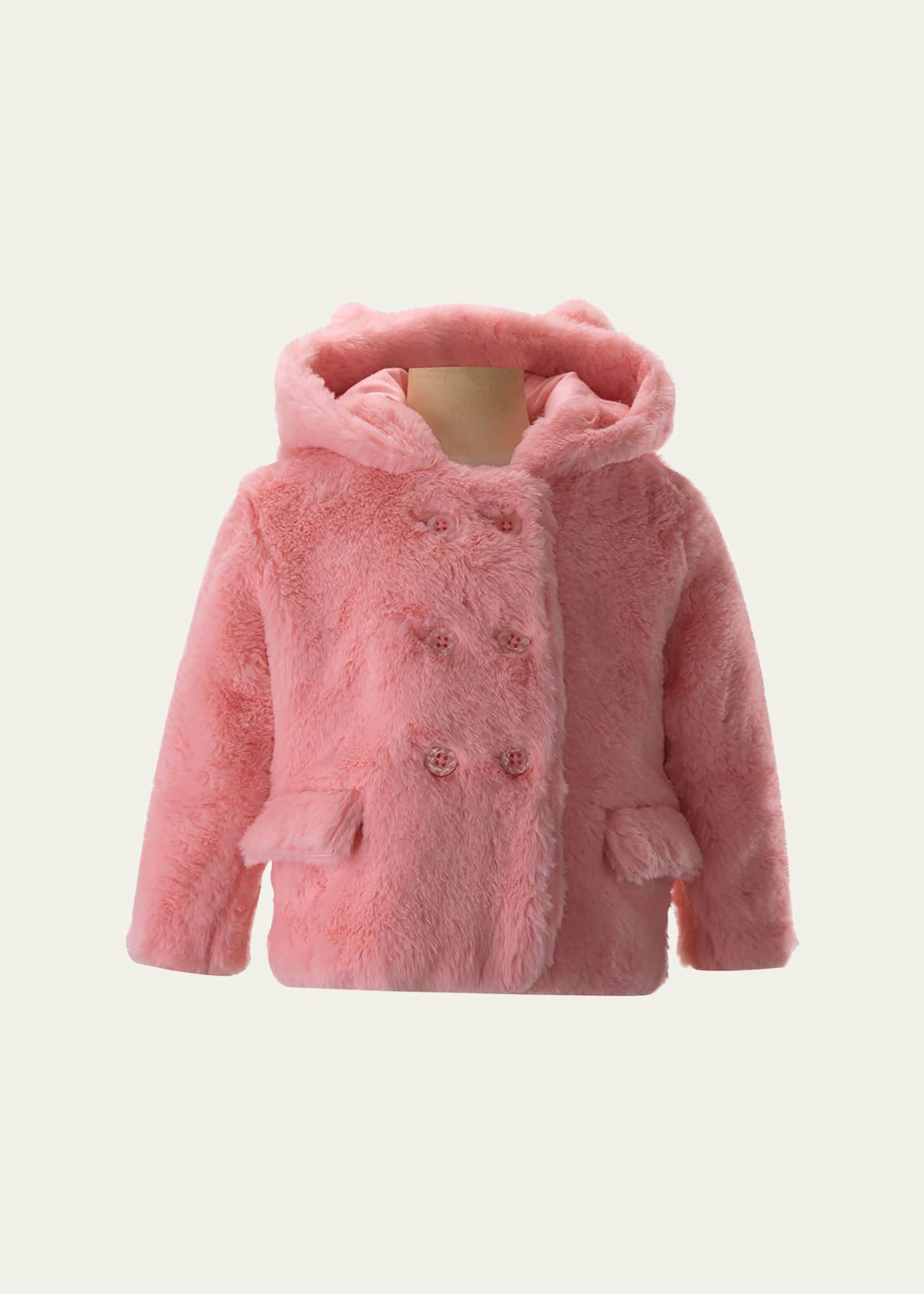 Rachel Riley Girl's Hooded Teddy Coat, Size 6M-24M Image 1 of 2