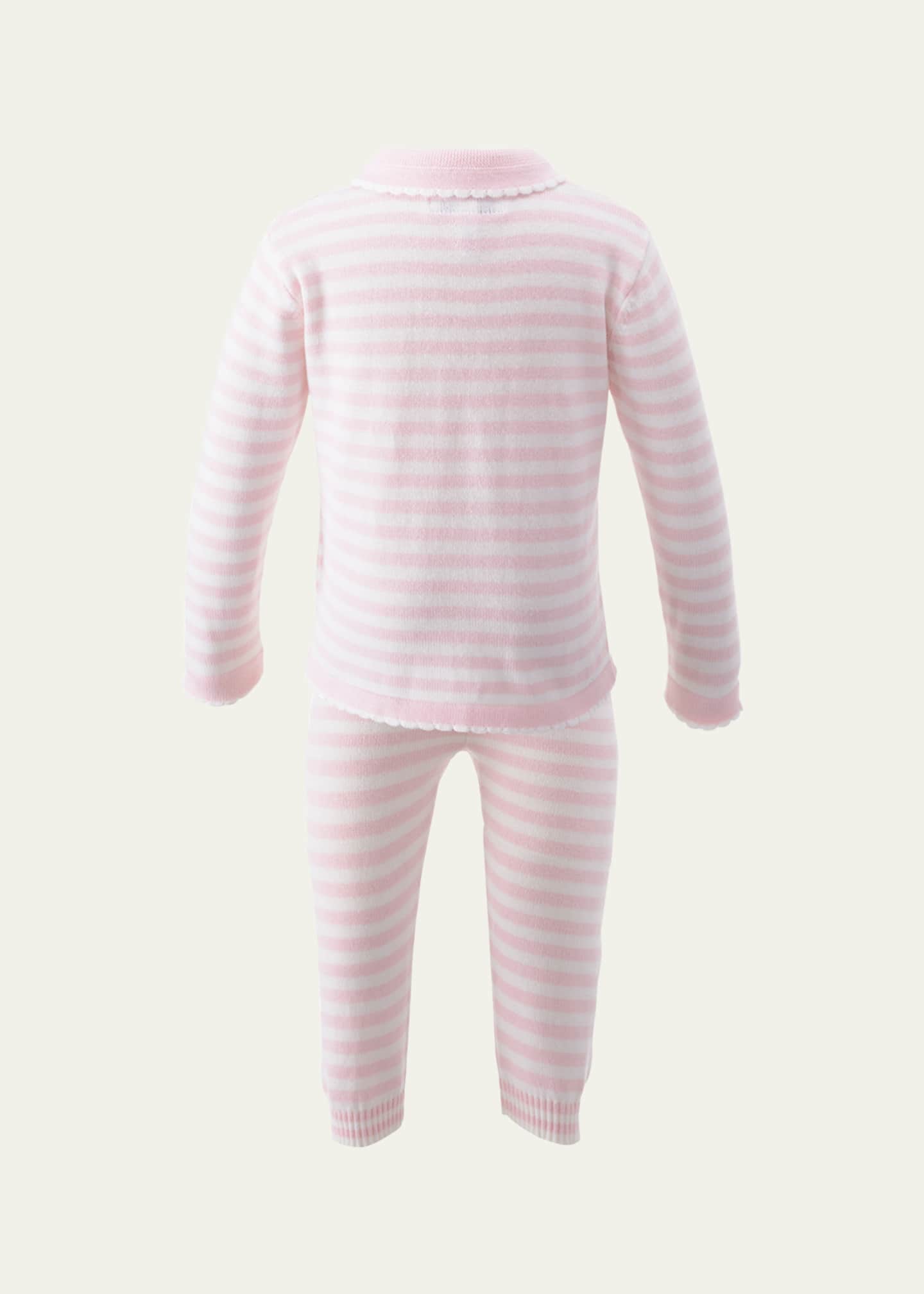 Rachel Riley Girl's Striped Scallop Trim Knit Set, Size 6M-24M Image 2 of 2