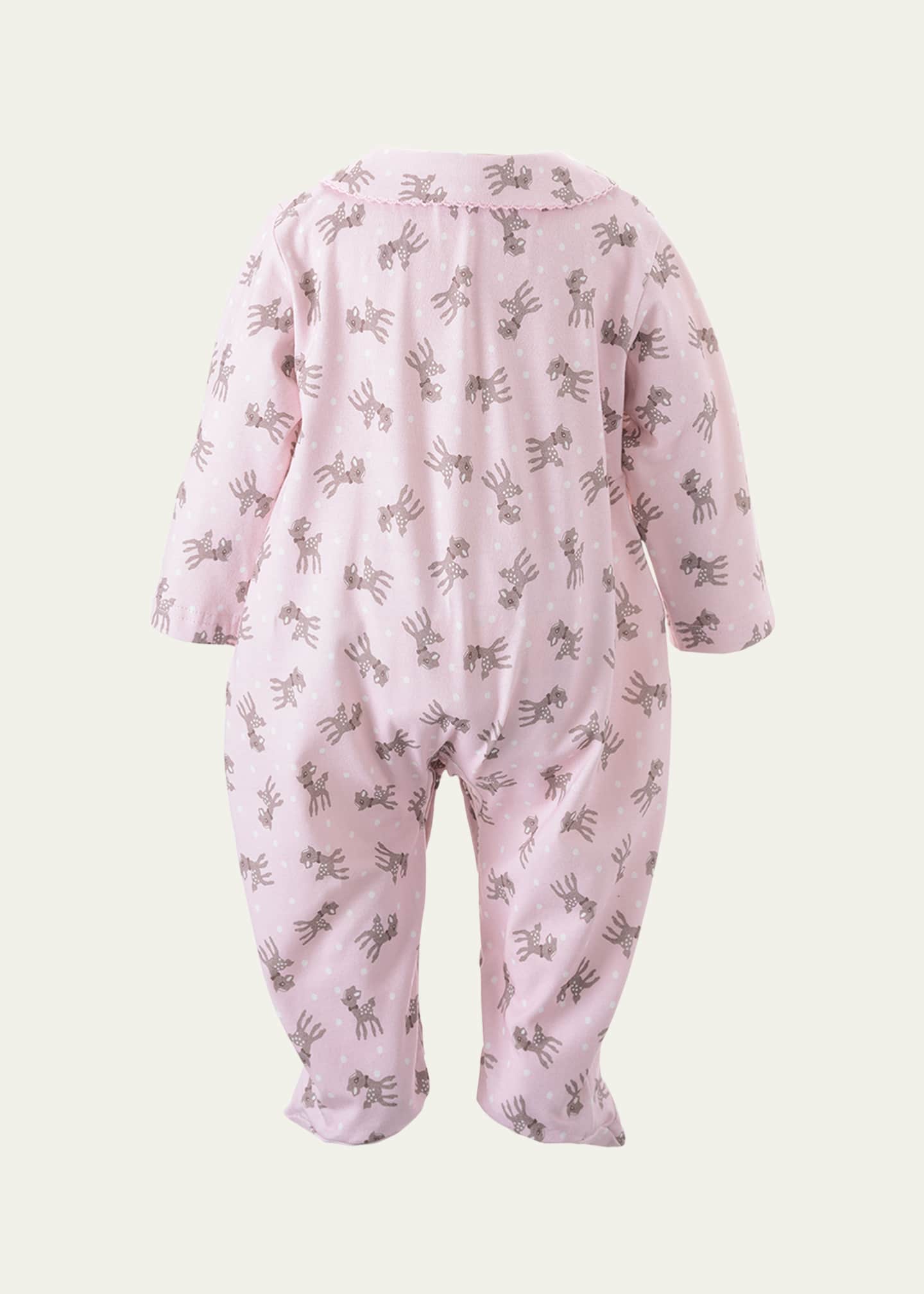 Rachel Riley Polka Dot Fawn Printed Footie, Size Newborn-12M Image 2 of 2