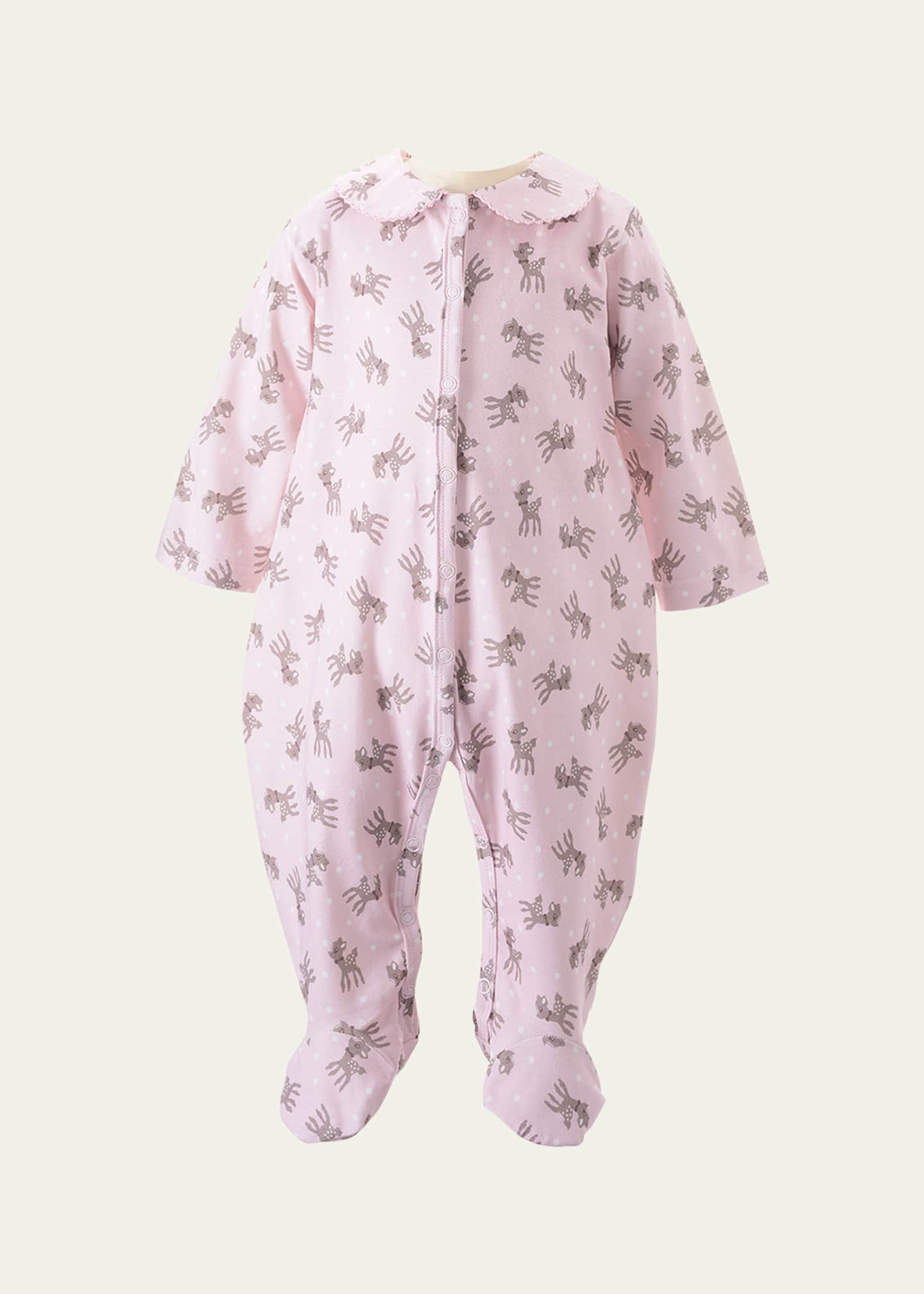 Rachel Riley Polka Dot Fawn Printed Footie, Size Newborn-12M Image 1 of 2