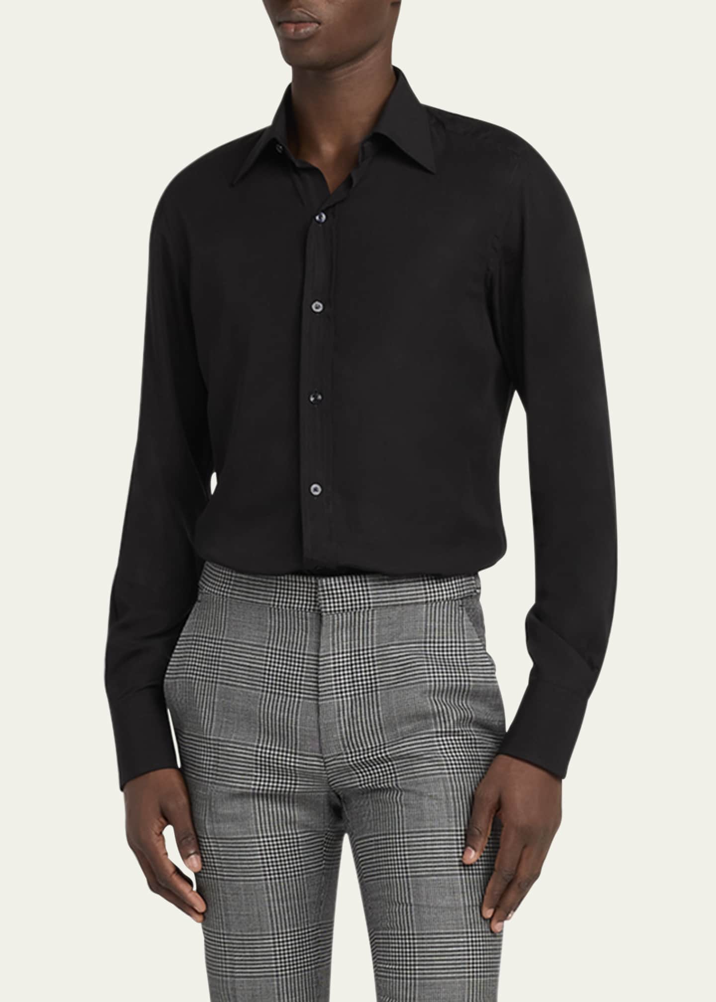TOM FORD Men's Chambray Slim Fit Dress Shirt Image 4 of 5