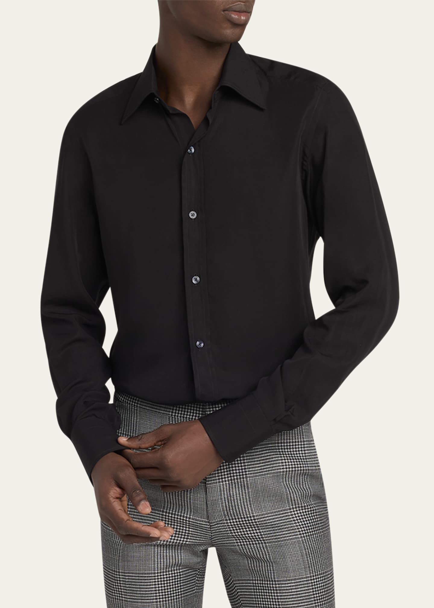 TOM FORD Men's Chambray Slim Fit Dress Shirt Image 5 of 5