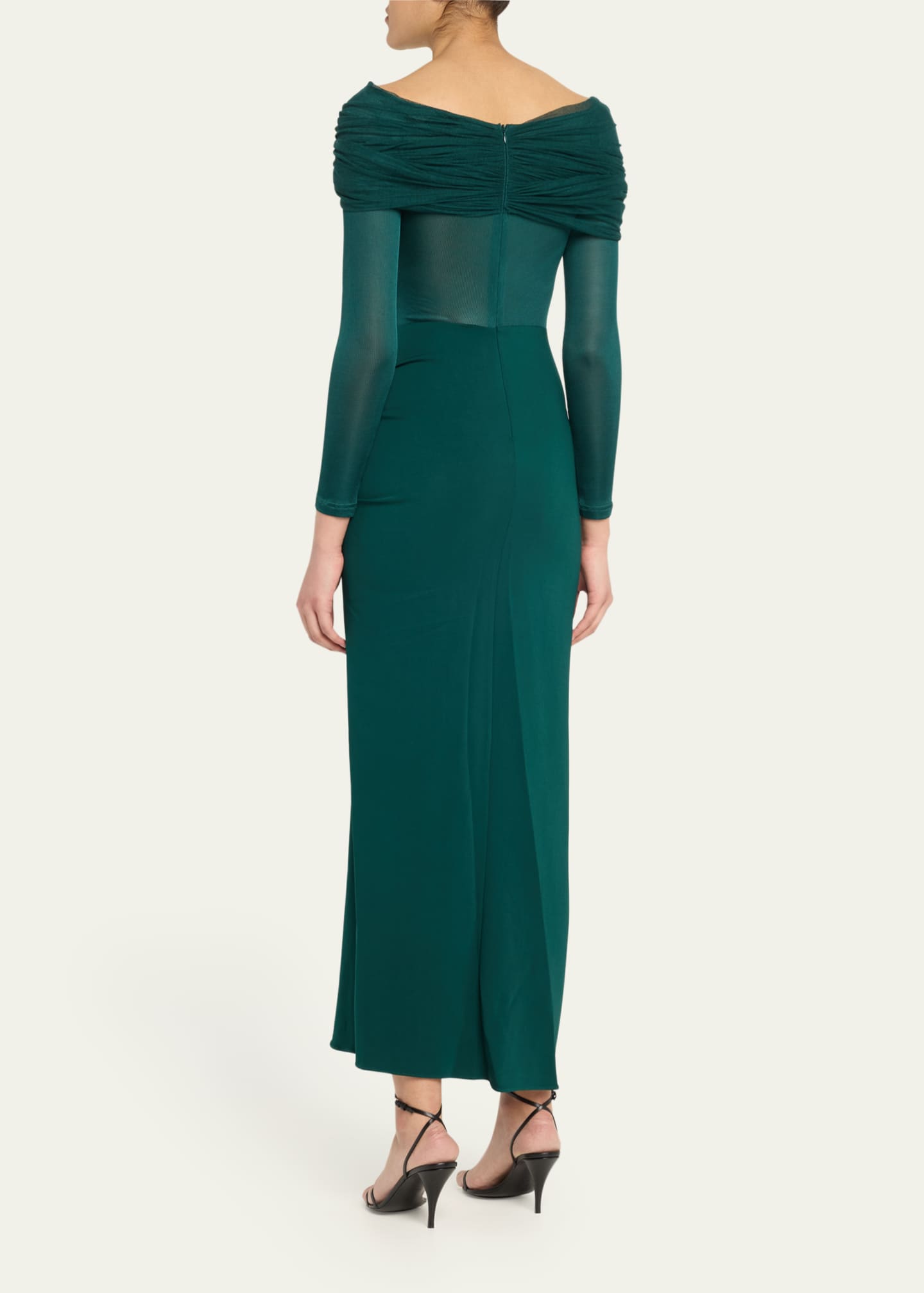 Christopher Esber Sonora Veiled Ruched Off-Shoulder Dress Image 3 of 5