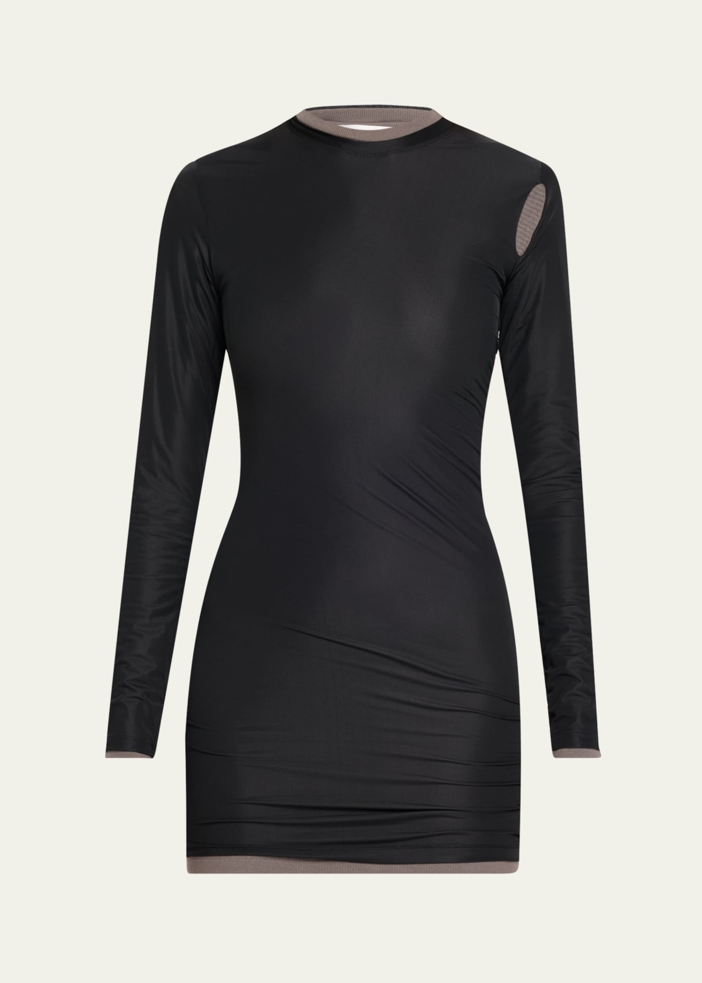 Christopher Esber Sheer Overlay Peephole Rib Mini Dress Image 1 of 5