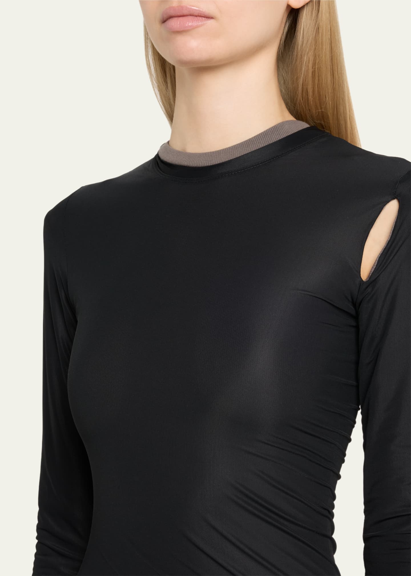 Christopher Esber Sheer Overlay Peephole Rib Mini Dress Image 5 of 5