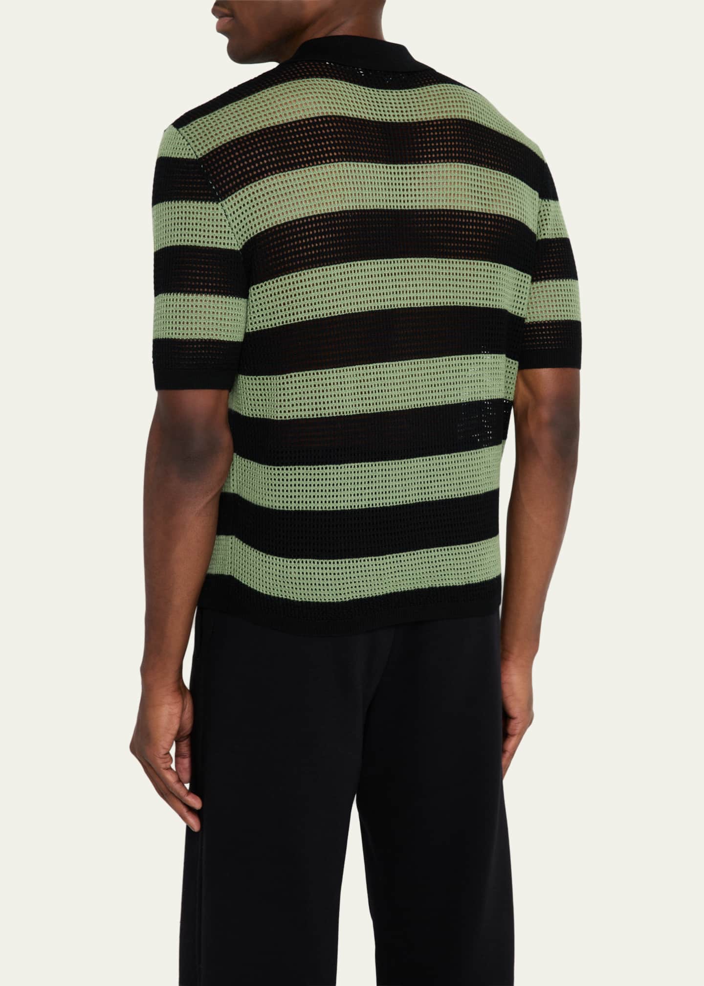 ZANKOV Men's Mesh Block Stripe Polo Shirt Image 3 of 5