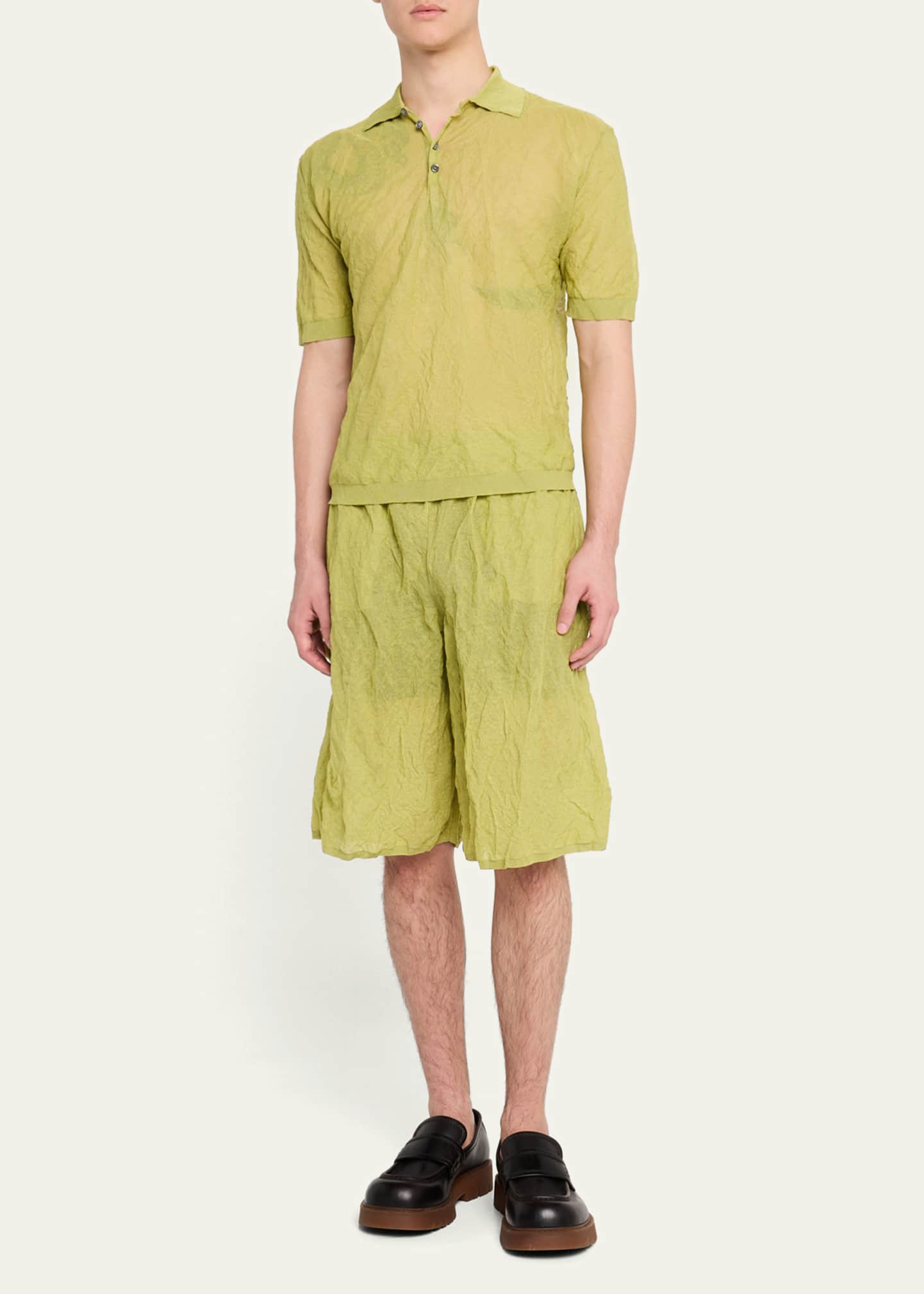 ZANKOV Men's Origami Crinkled Polo Shirt Image 2 of 5
