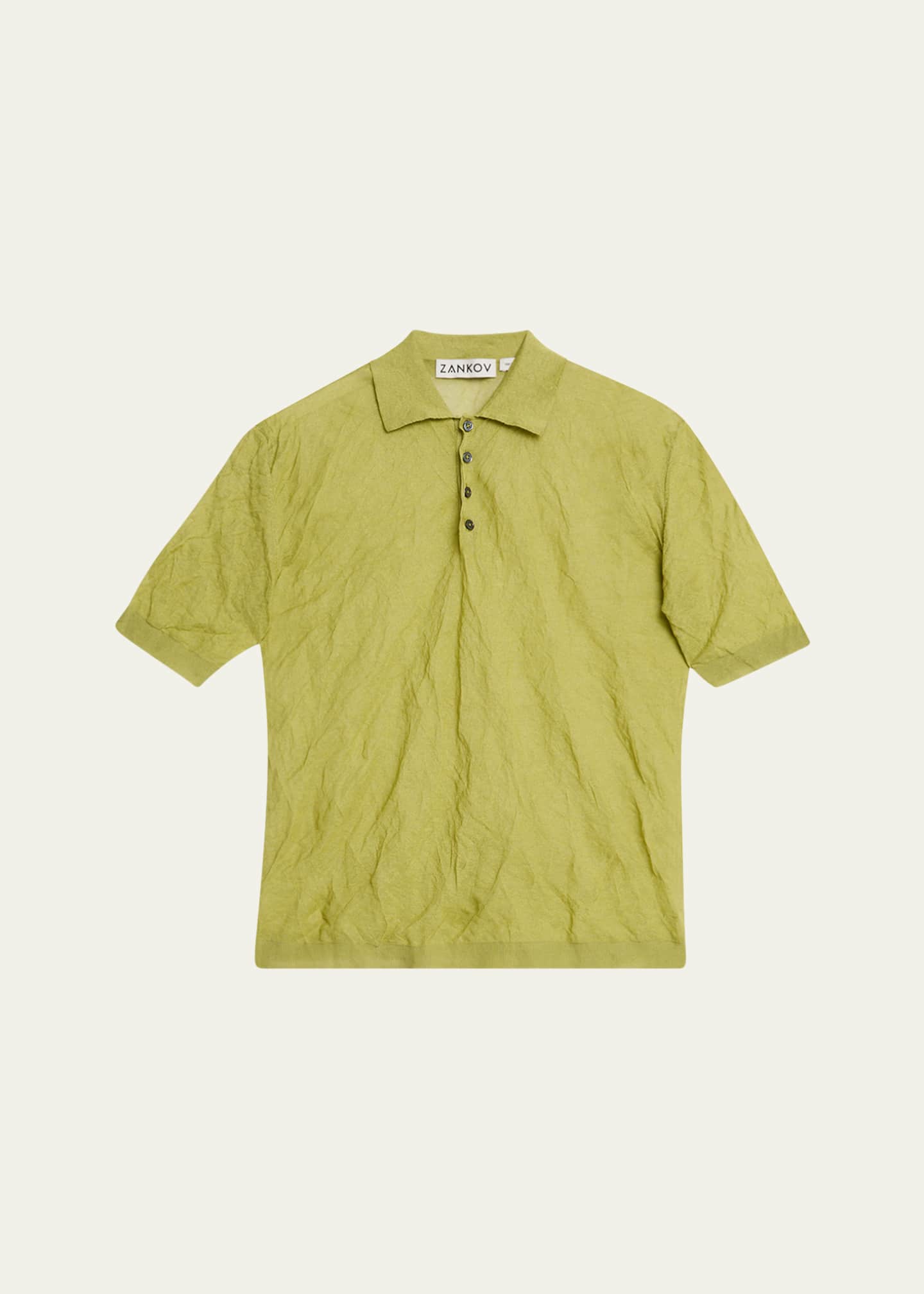 ZANKOV Men's Origami Crinkled Polo Shirt Image 1 of 5