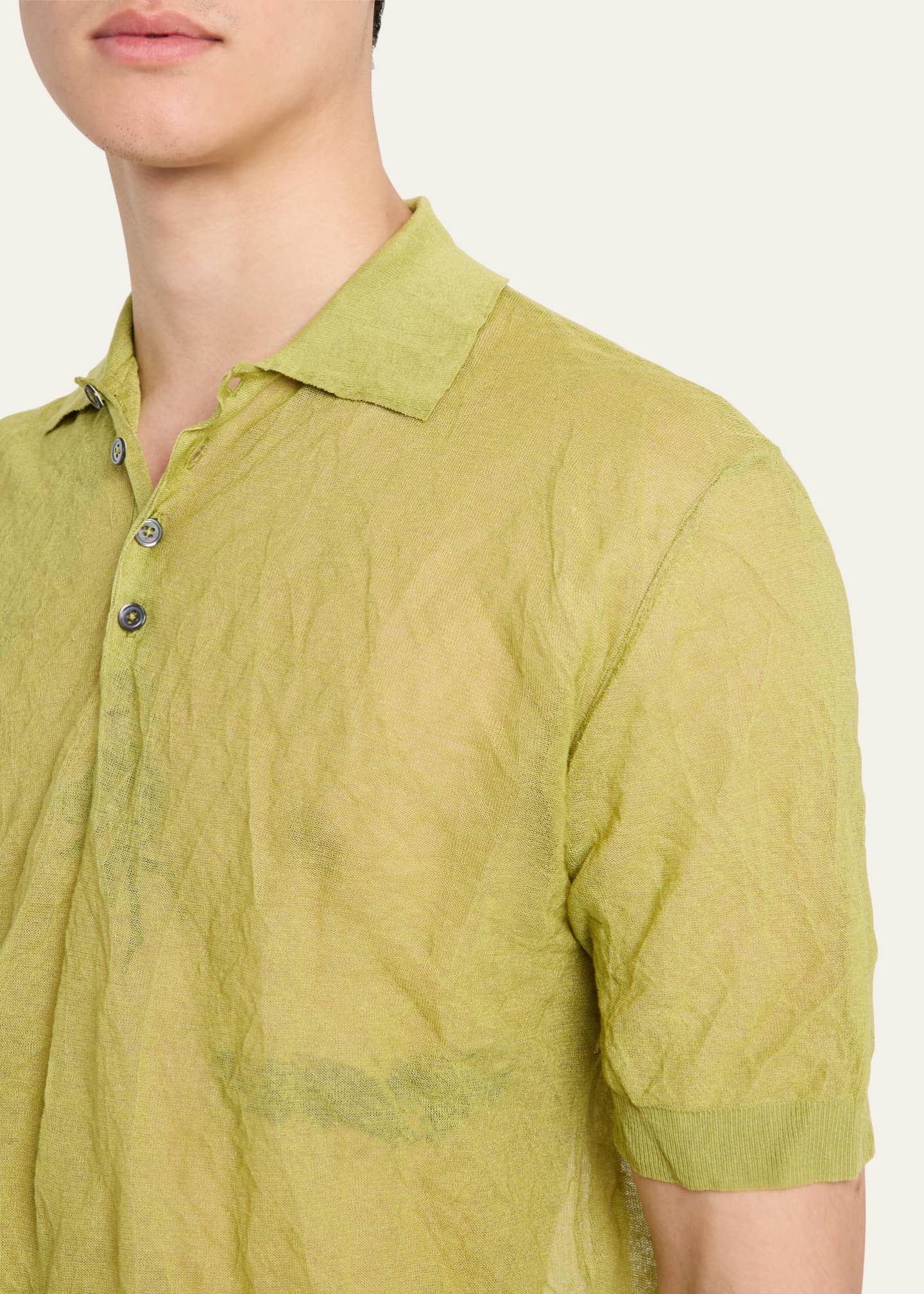 ZANKOV Men's Origami Crinkled Polo Shirt Image 5 of 5