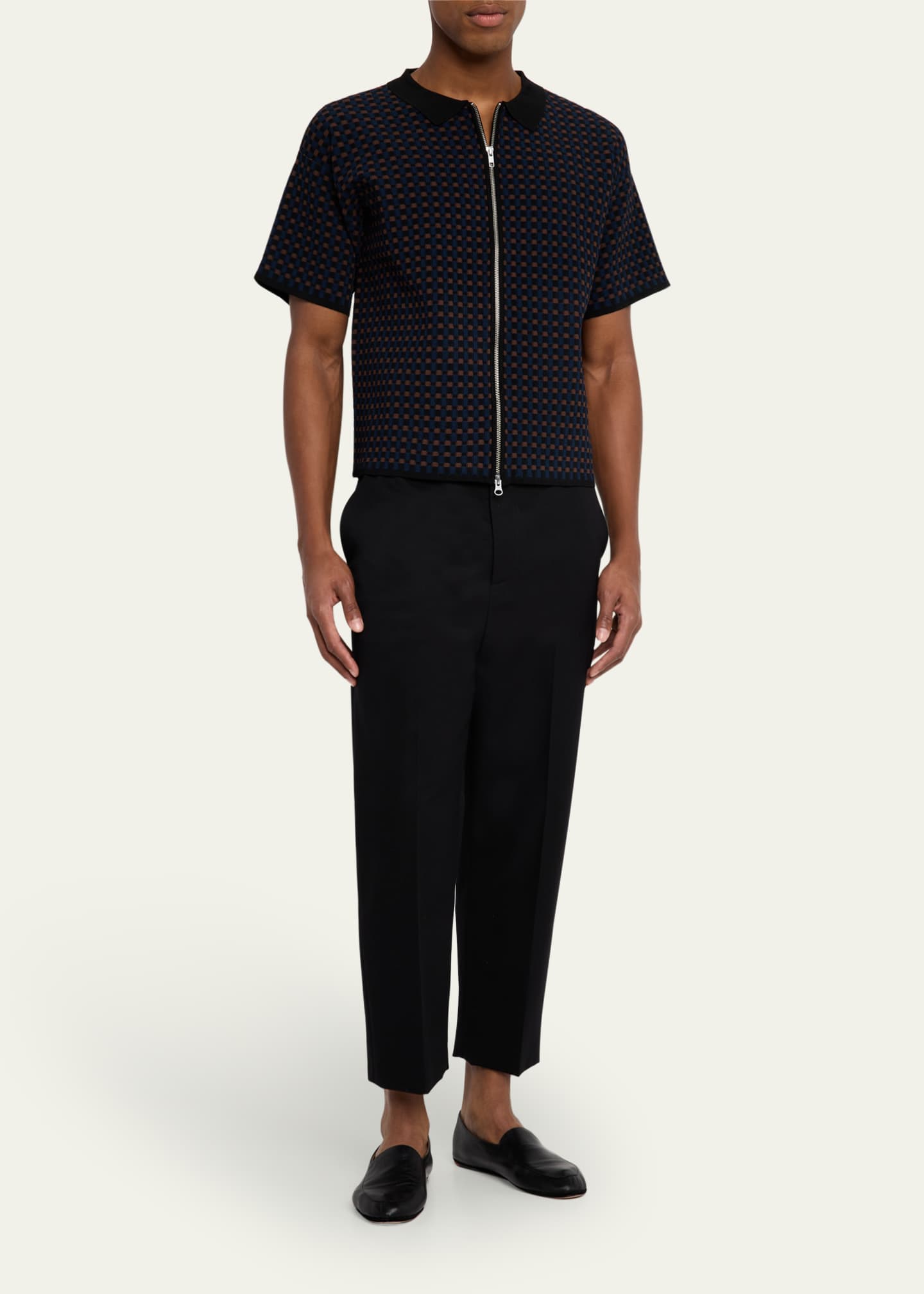 ZANKOV Men's Geometric Jacquard Zip Sweater Image 2 of 5