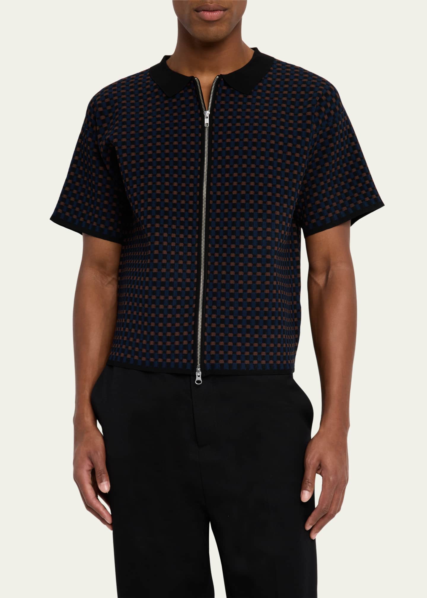 ZANKOV Men's Geometric Jacquard Zip Sweater Image 4 of 5