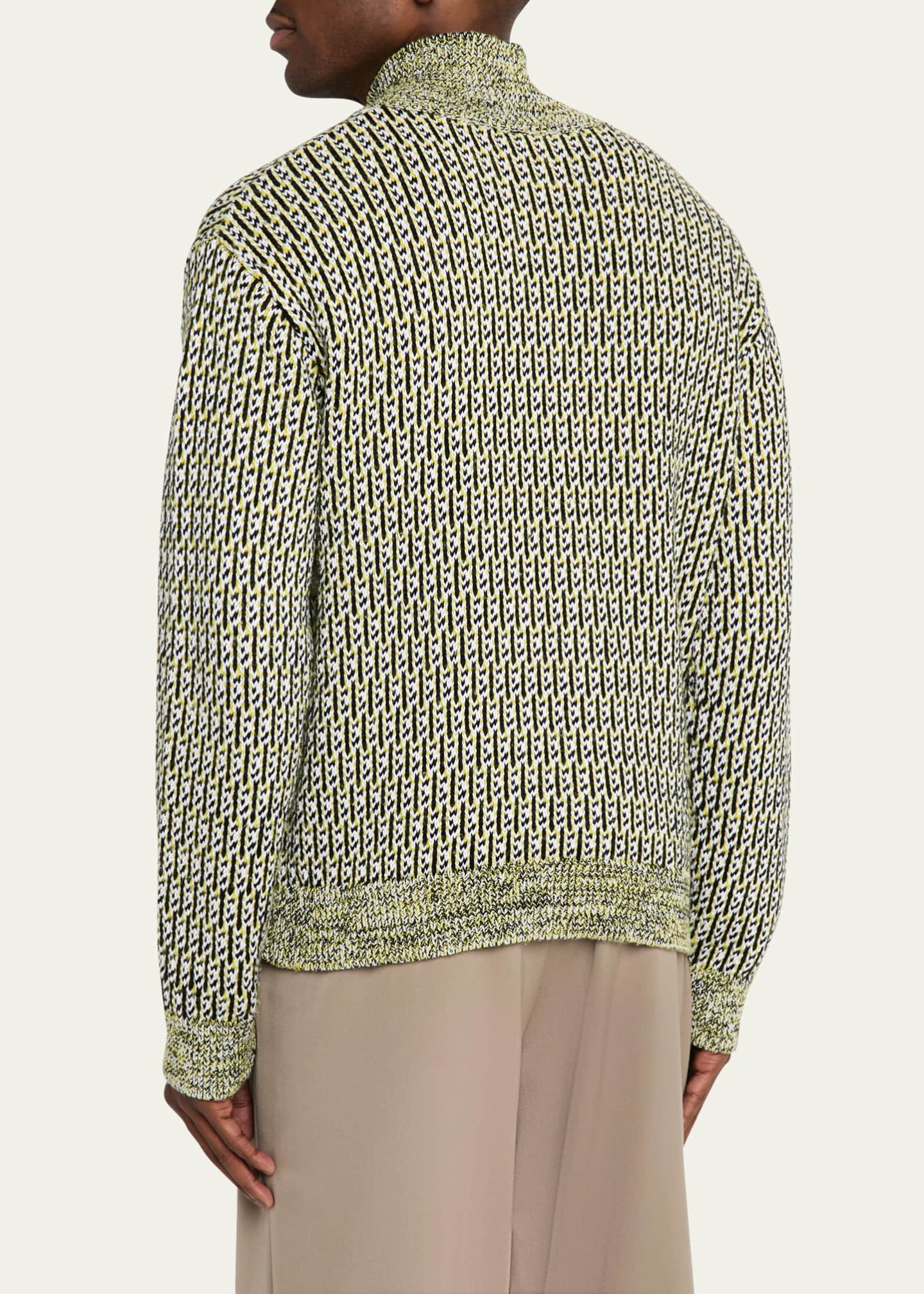 ZANKOV Men's Jacquard Knit Zip Blouson Jacket Image 3 of 5