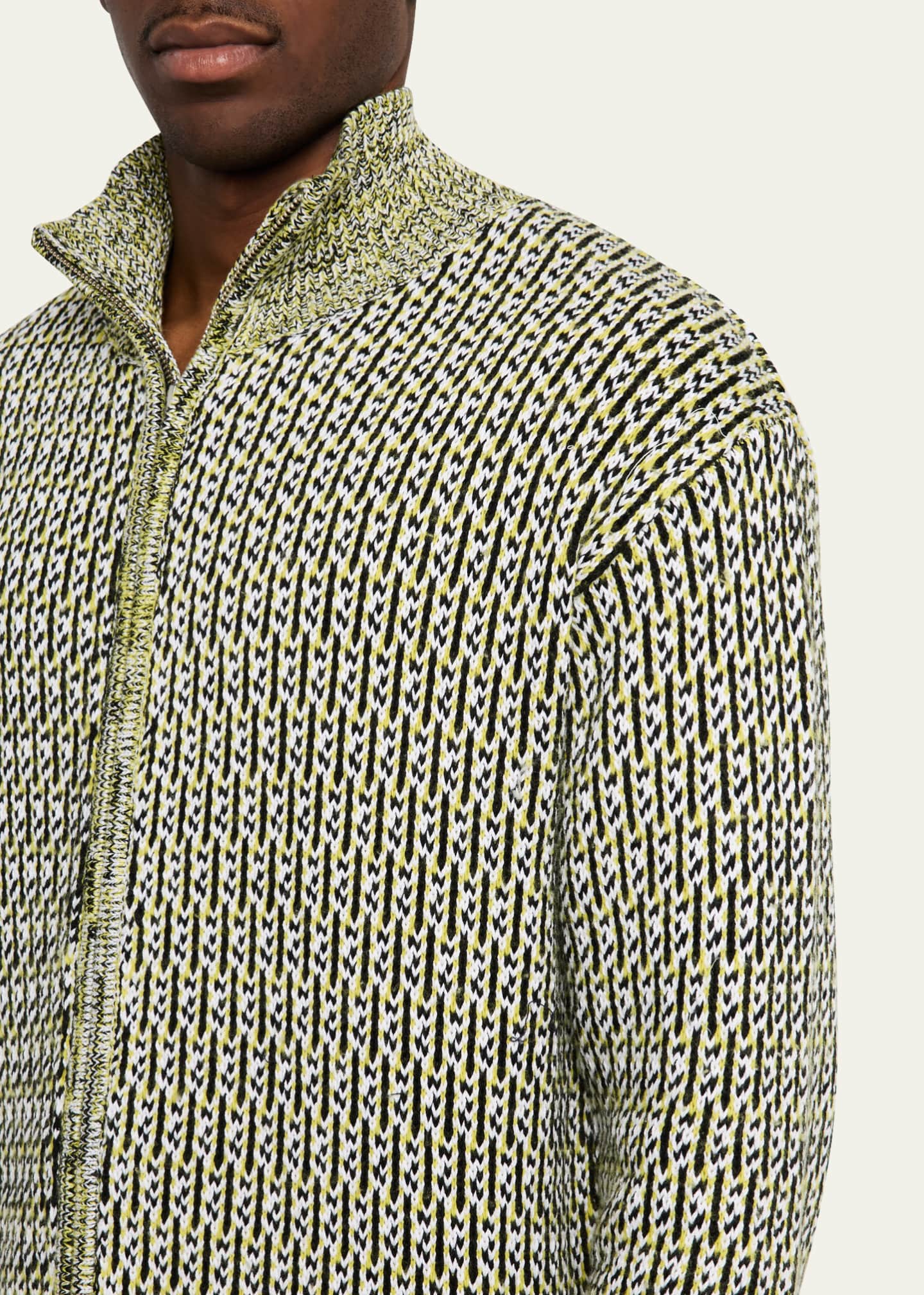 ZANKOV Men's Jacquard Knit Zip Blouson Jacket Image 5 of 5
