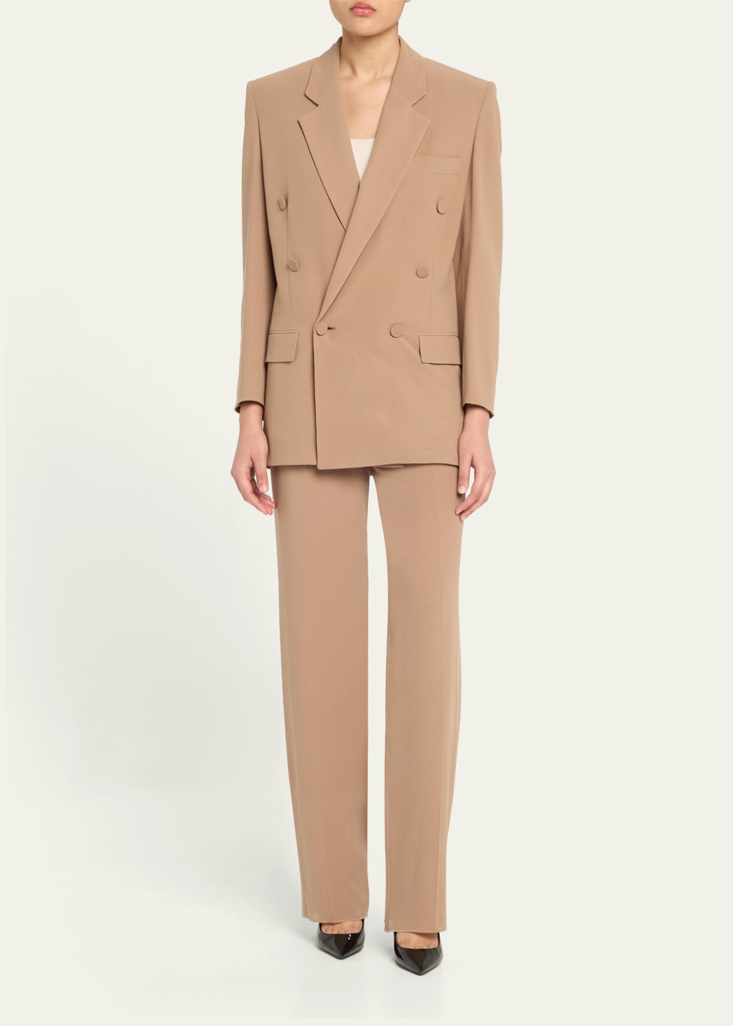 Saint Laurent Double-Breasted Silk Wrap Blazer Image 2 of 5