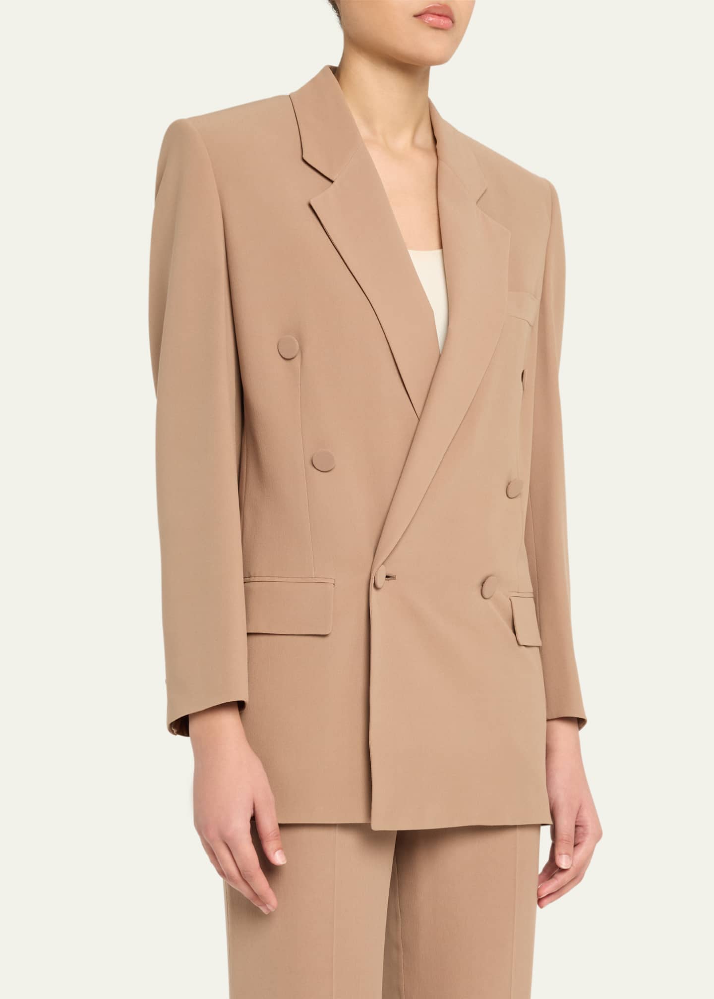 Saint Laurent Double-Breasted Silk Wrap Blazer Image 4 of 5