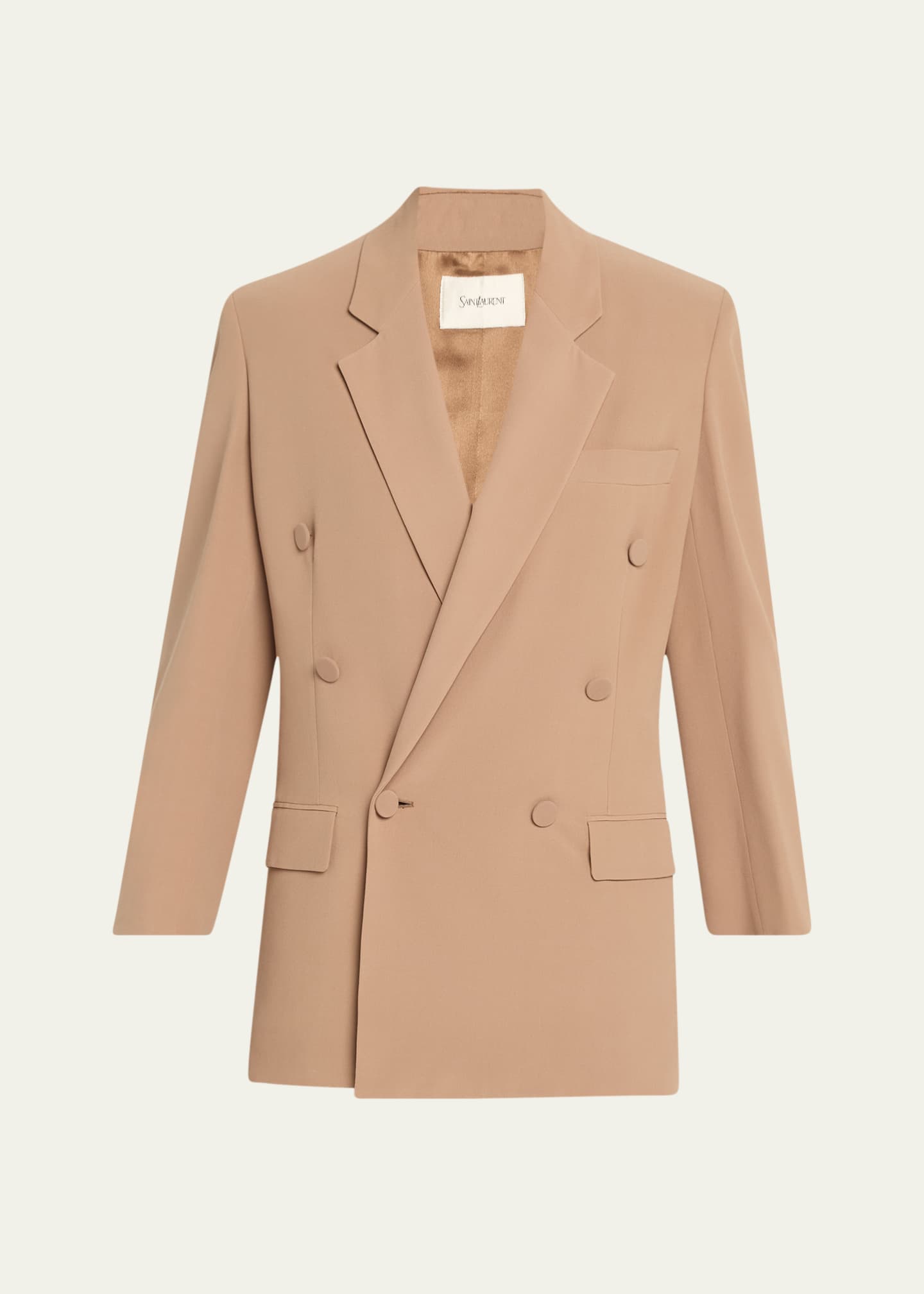 Saint Laurent Double-Breasted Silk Wrap Blazer Image 1 of 5