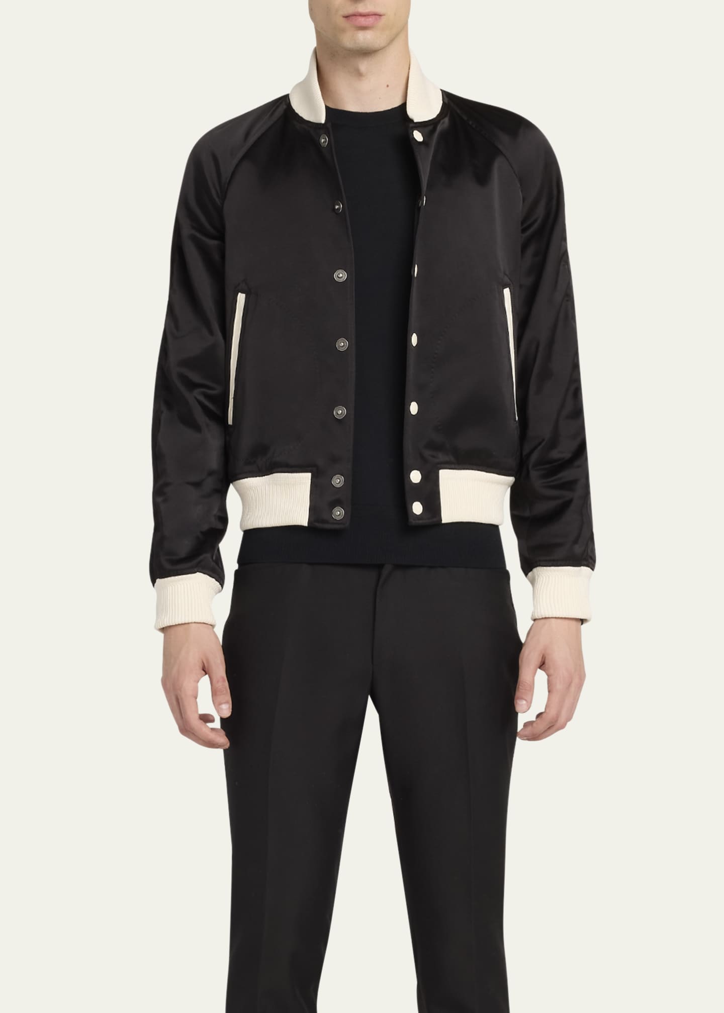 TOM FORD Men's Satin Snap-Front Bomber Jacket Image 2 of 5