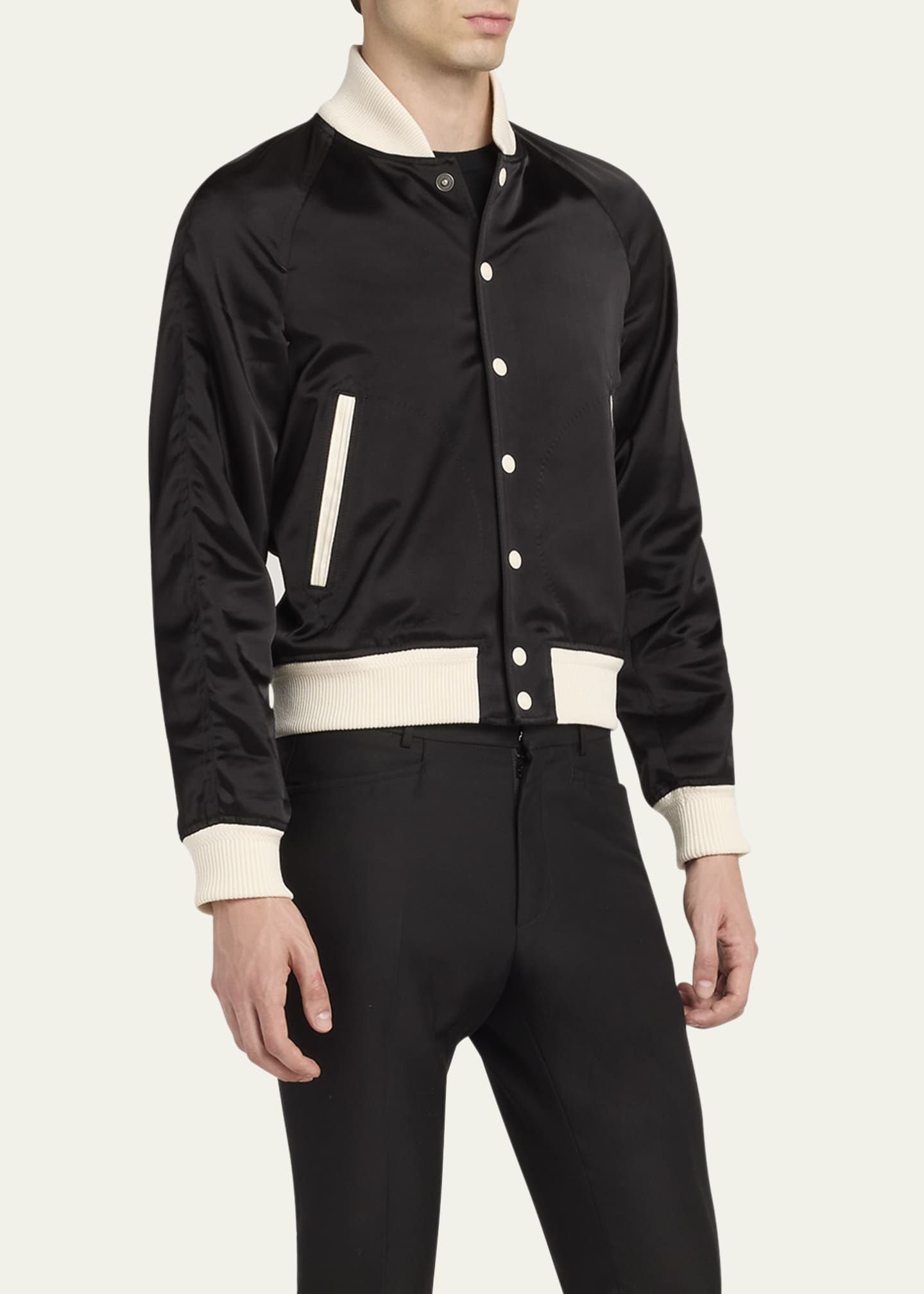 TOM FORD Men's Satin Snap-Front Bomber Jacket Image 4 of 5