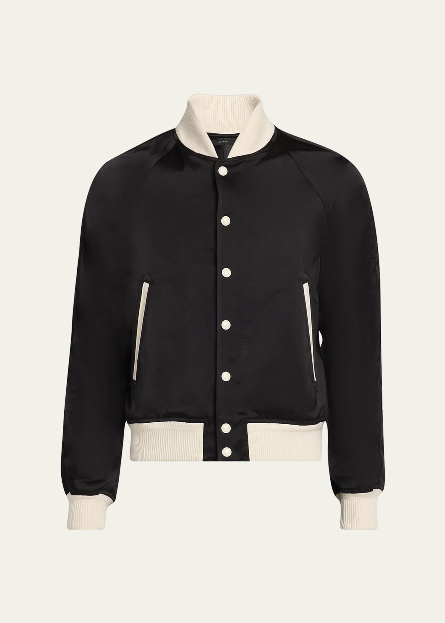 TOM FORD Men's Satin Snap-Front Bomber Jacket Image 1 of 5