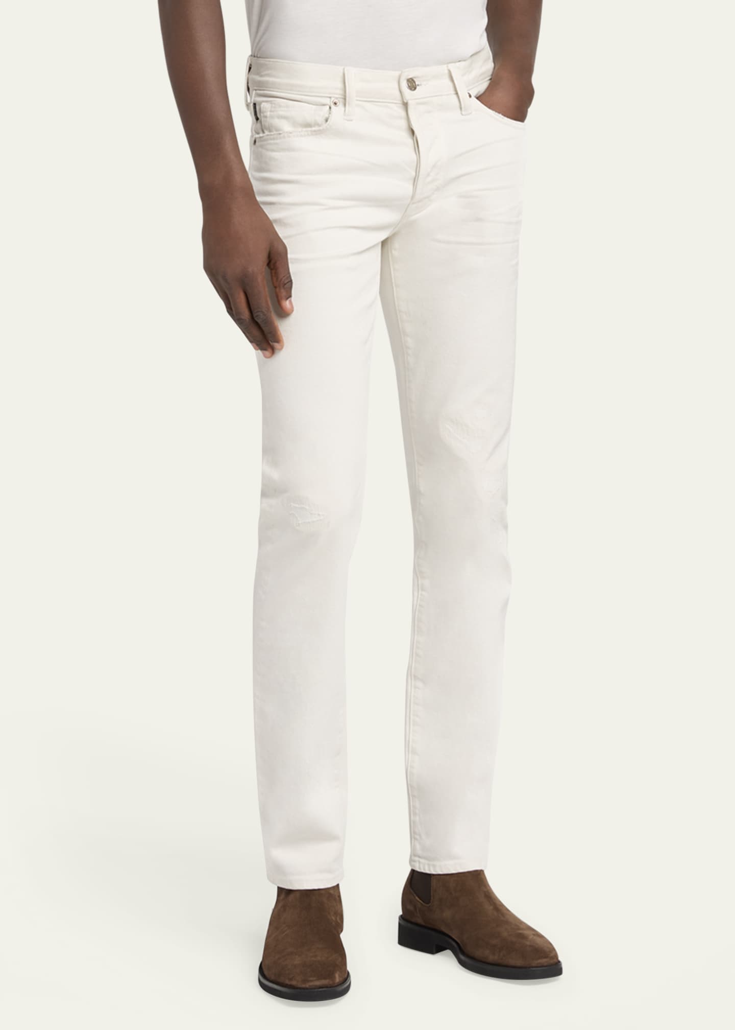 TOM FORD Men's Straight-Fit Distressed Denim Jeans Image 4 of 5