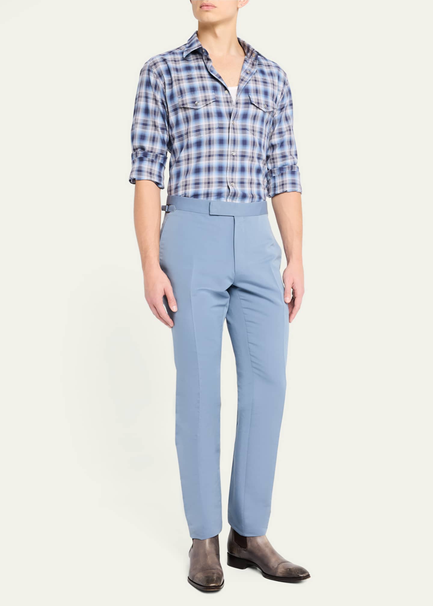 Men's Degrade Plaid Western Shirt - Thumbnail 2