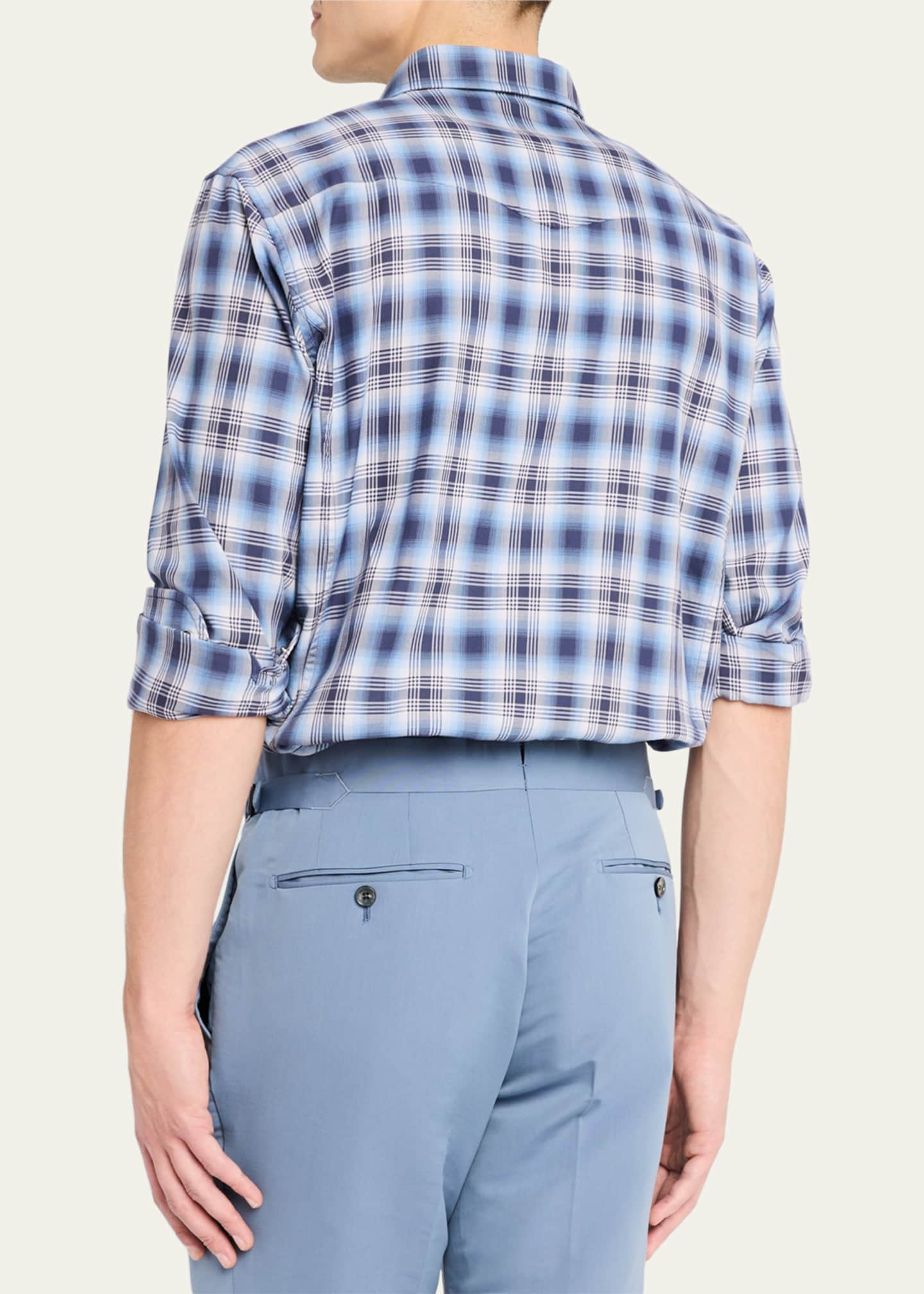 Men's Degrade Plaid Western Shirt - Thumbnail 3