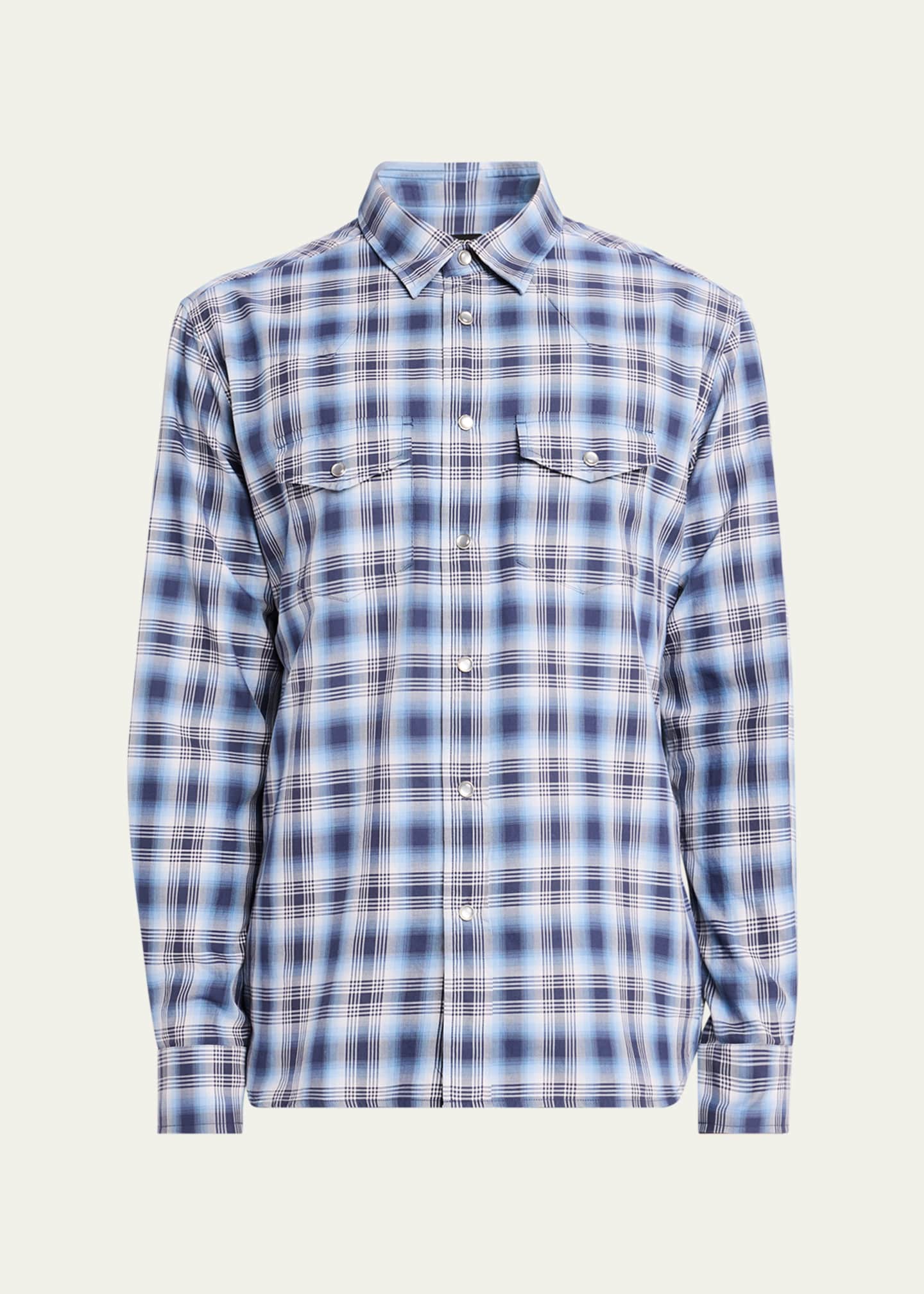Men's Degrade Plaid Western Shirt - Thumbnail 1