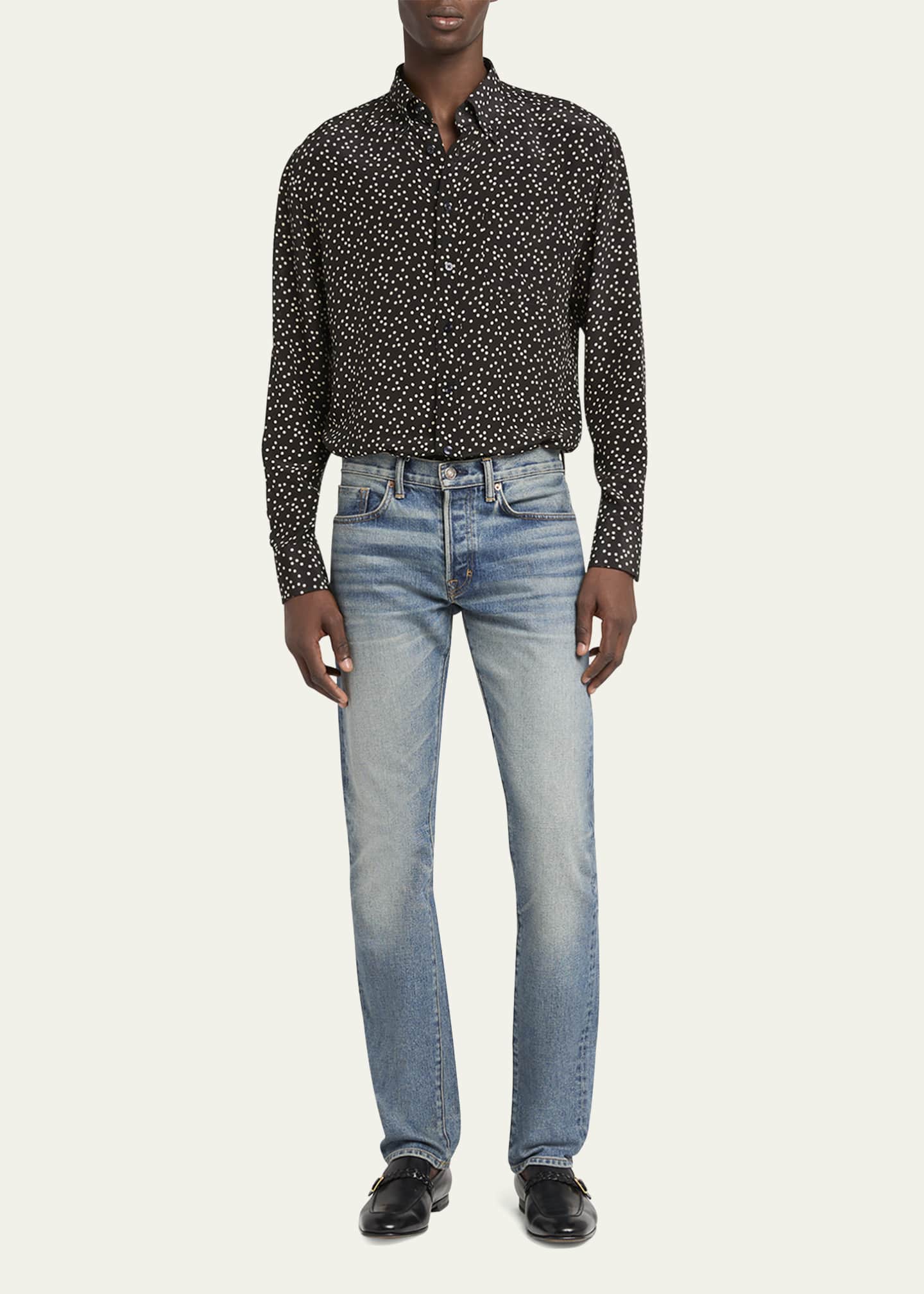 TOM FORD Men's Crepe de Chine Polka Dot Sport Shirt