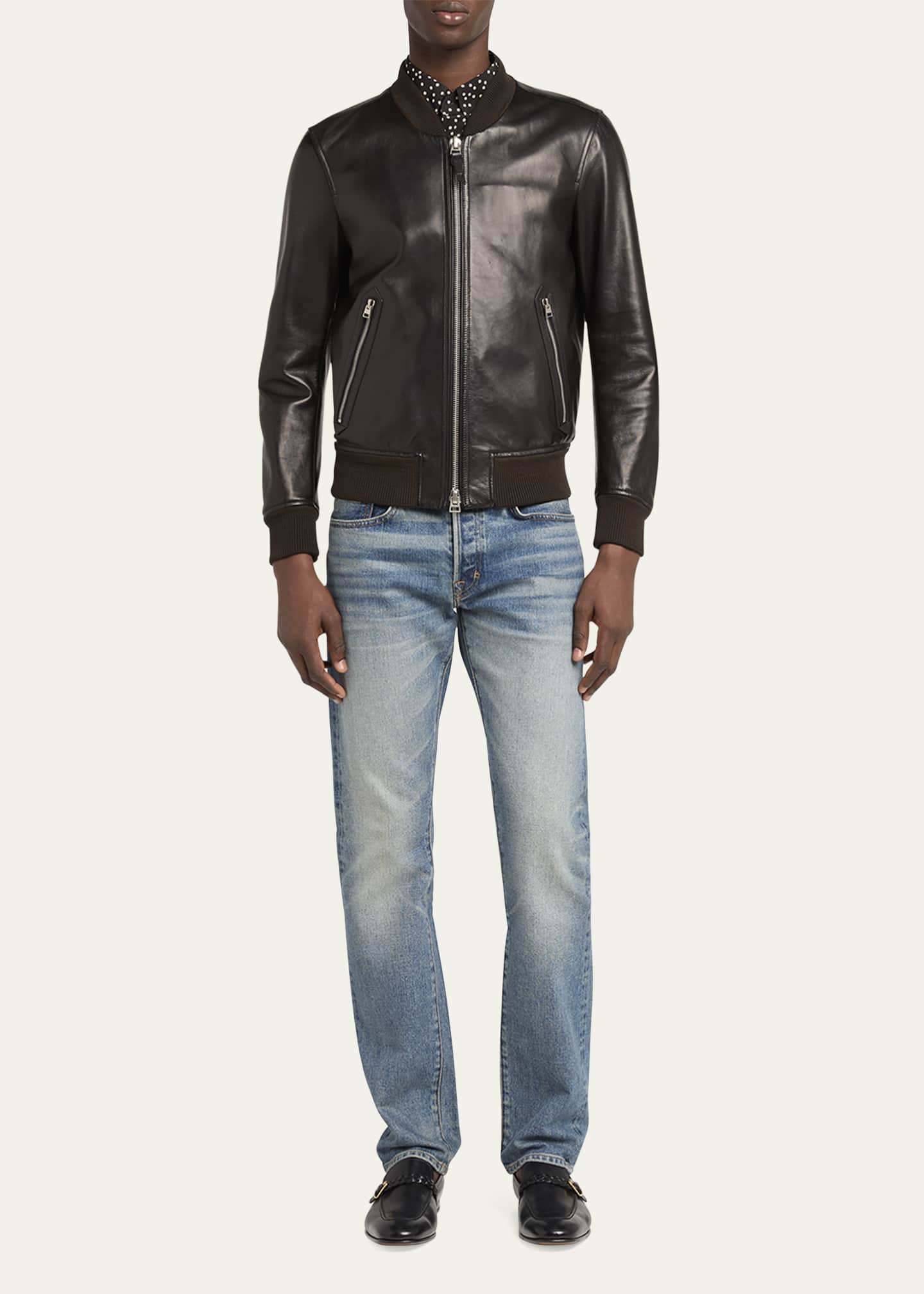 TOM FORD Zip-Up Nappa Leather Bomber Jacket - Bergdorf Goodman