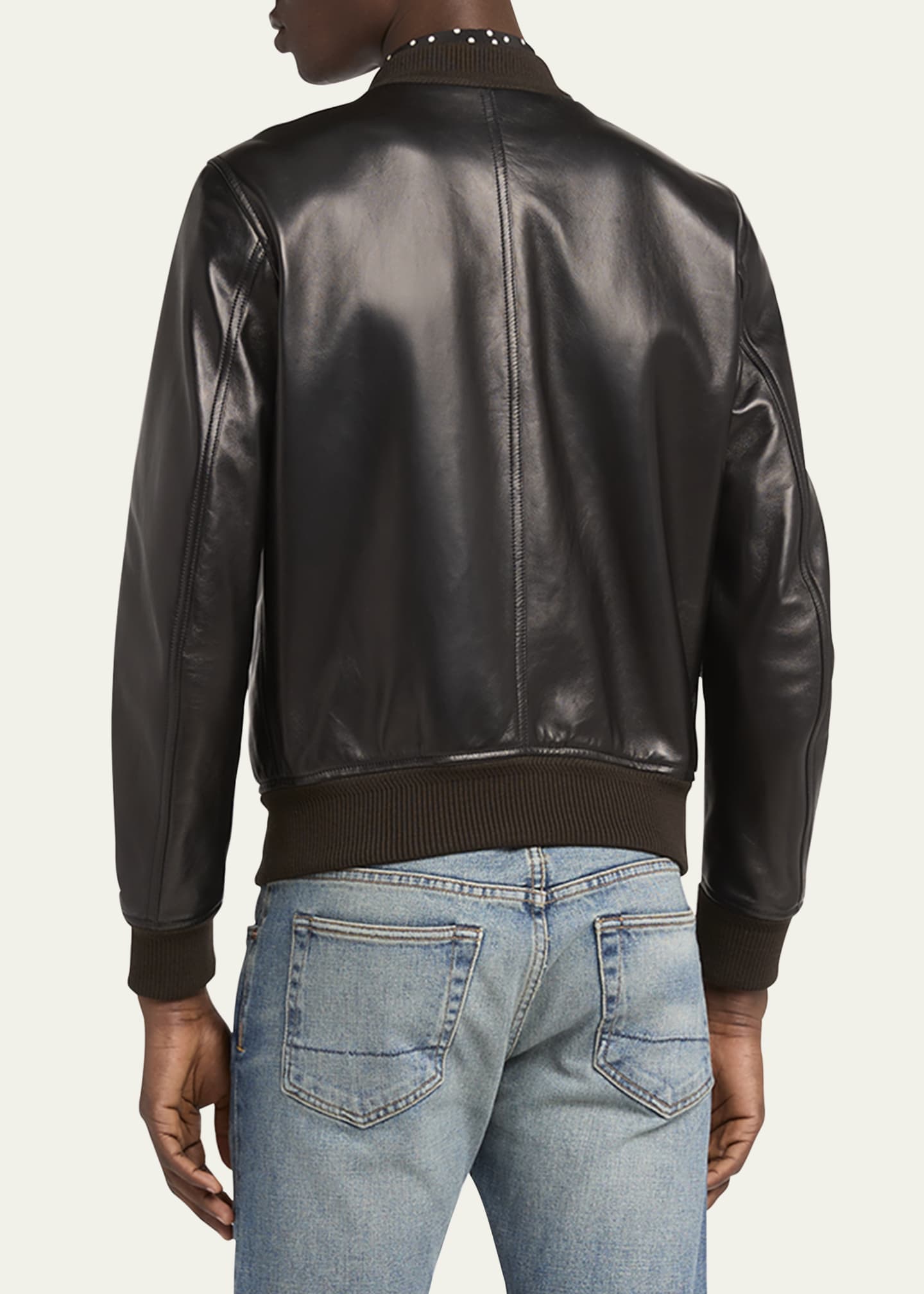 TOM FORD Zip-Up Nappa Leather Bomber Jacket Image 3 of 5